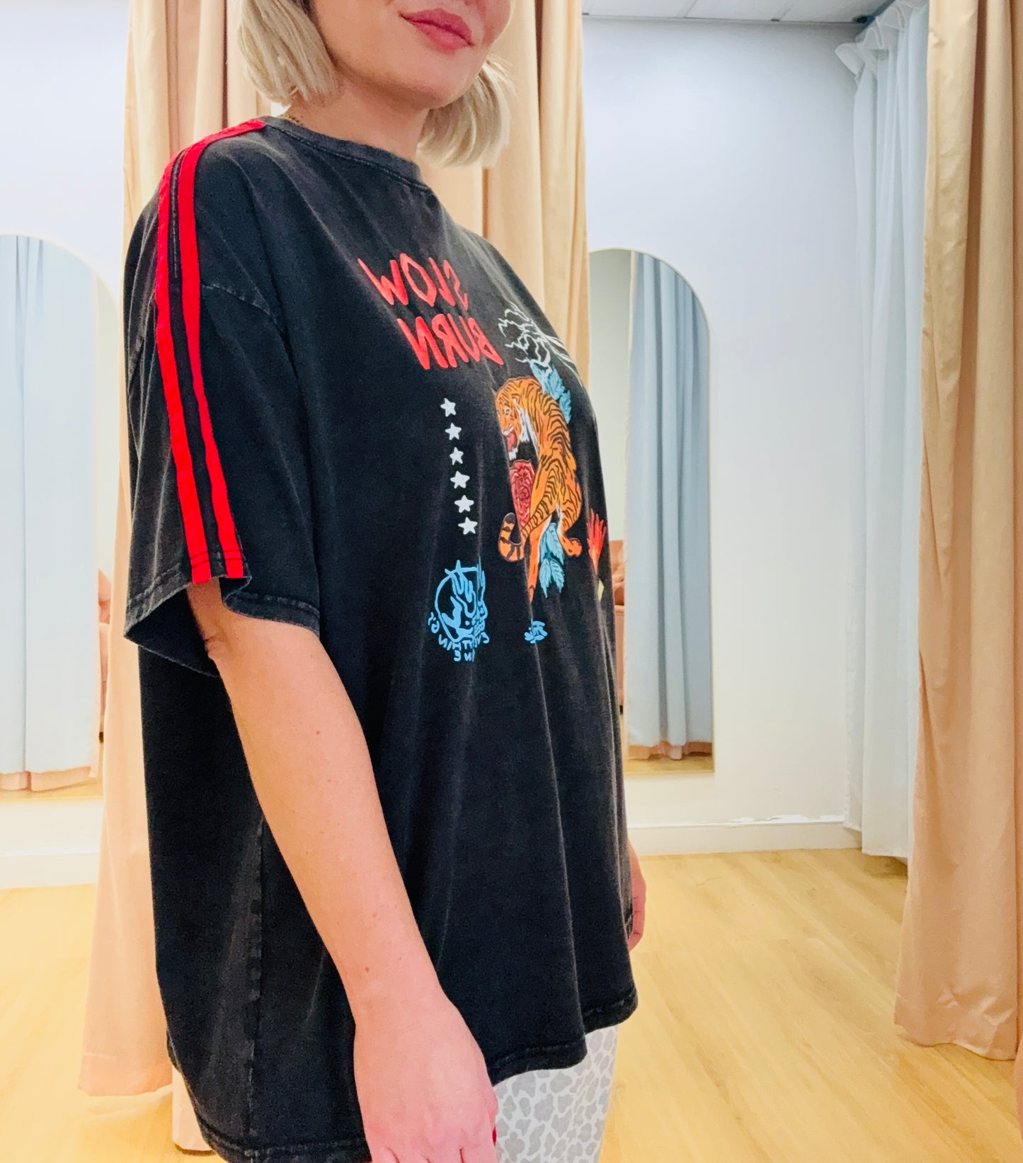 By Frankie/ Slow Burn Racer Tee- Acid Wash
