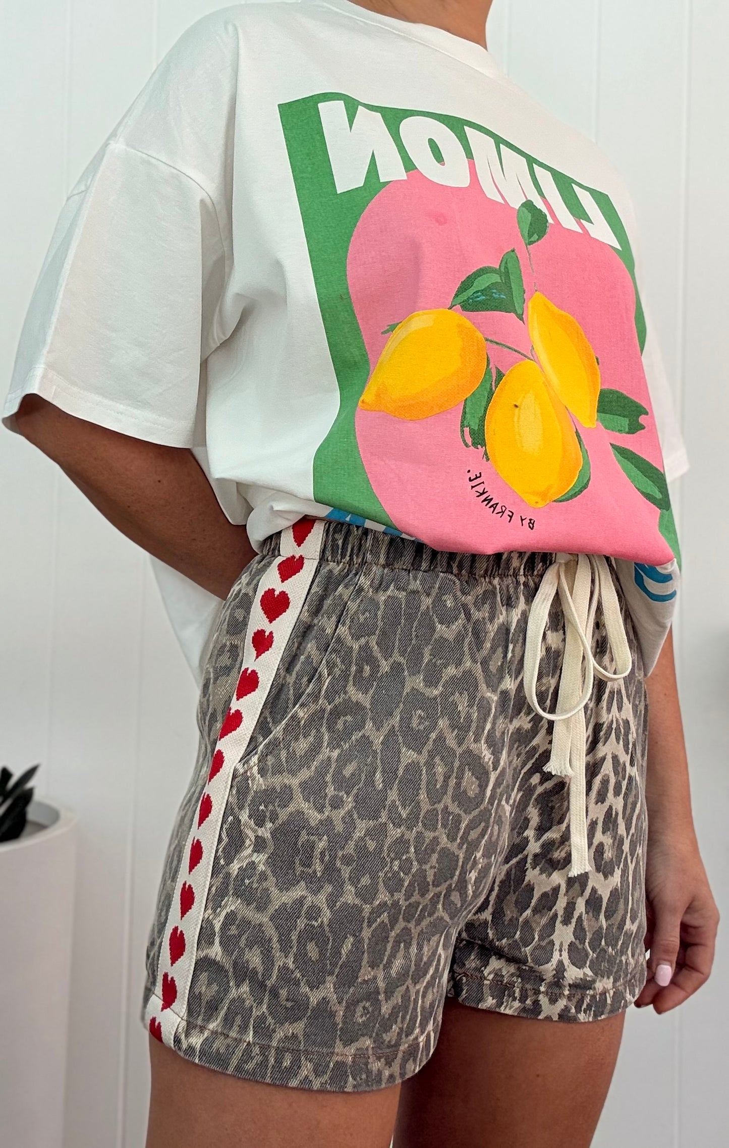 By Frankie/ Leopard Racer Short- Red Heart