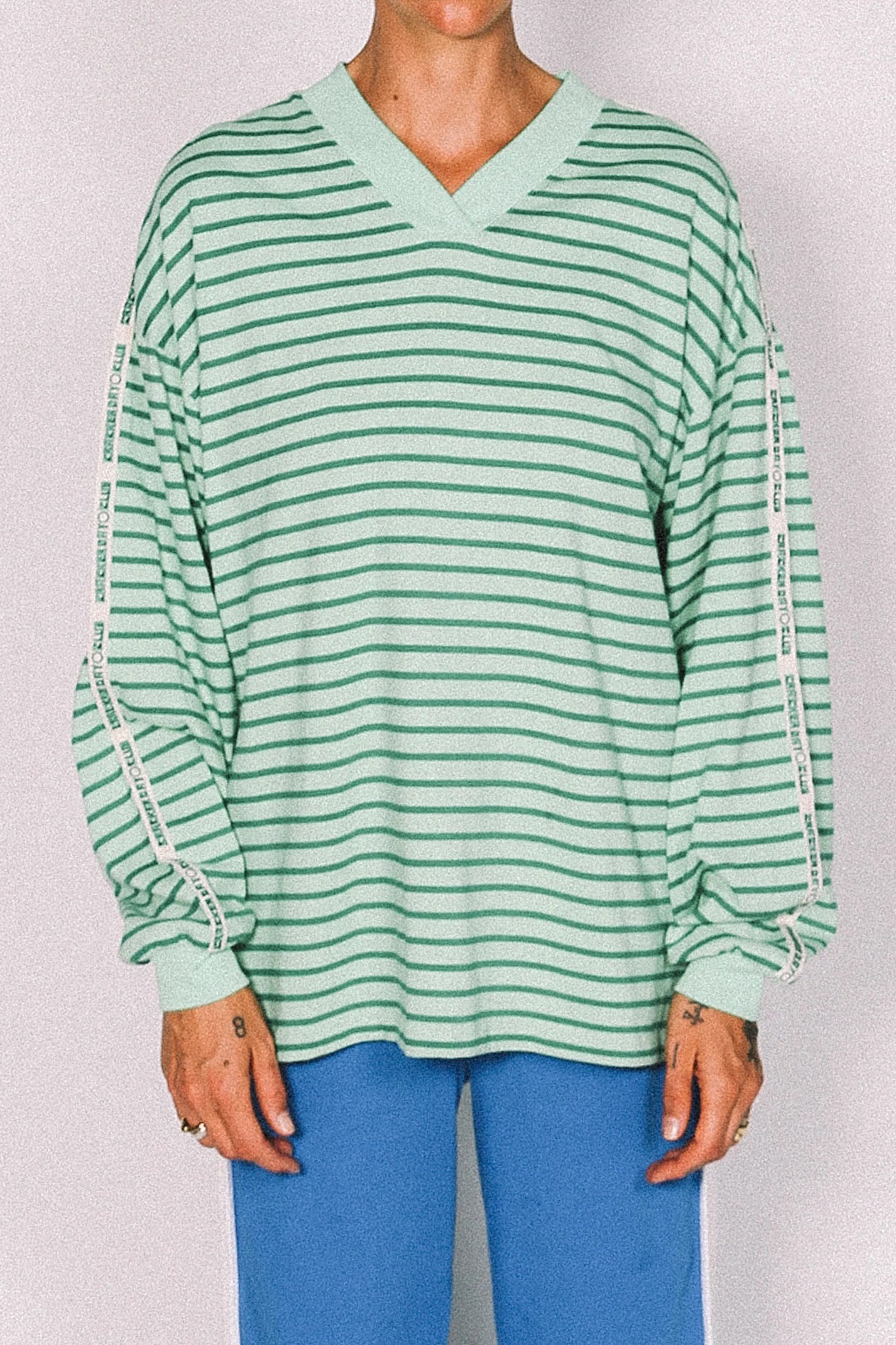 Cracker Day- NAUTICAL LONG SLEEVE TEE - SHAMROCK THIN STRIPE