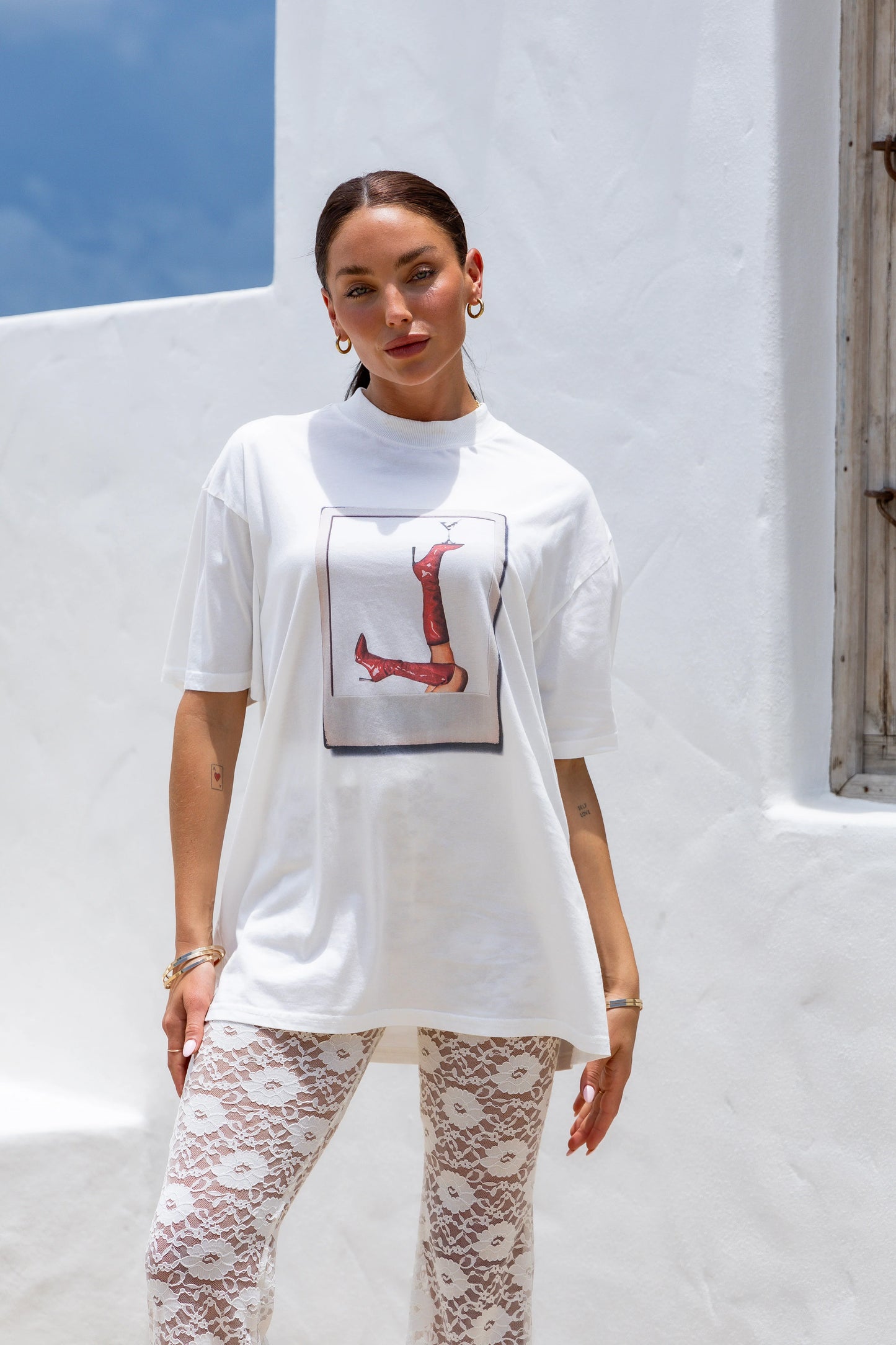 High kicks Martini Tee- white
