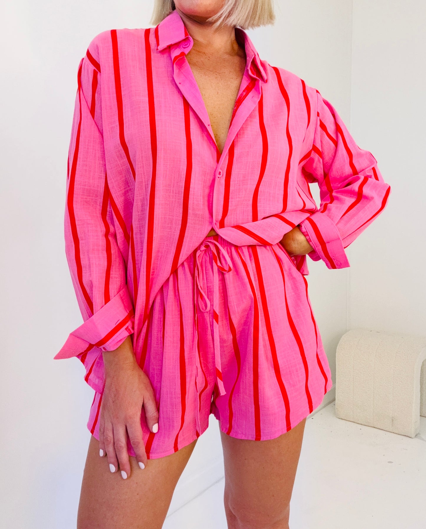 Amara Shorts Set- Pink/Red