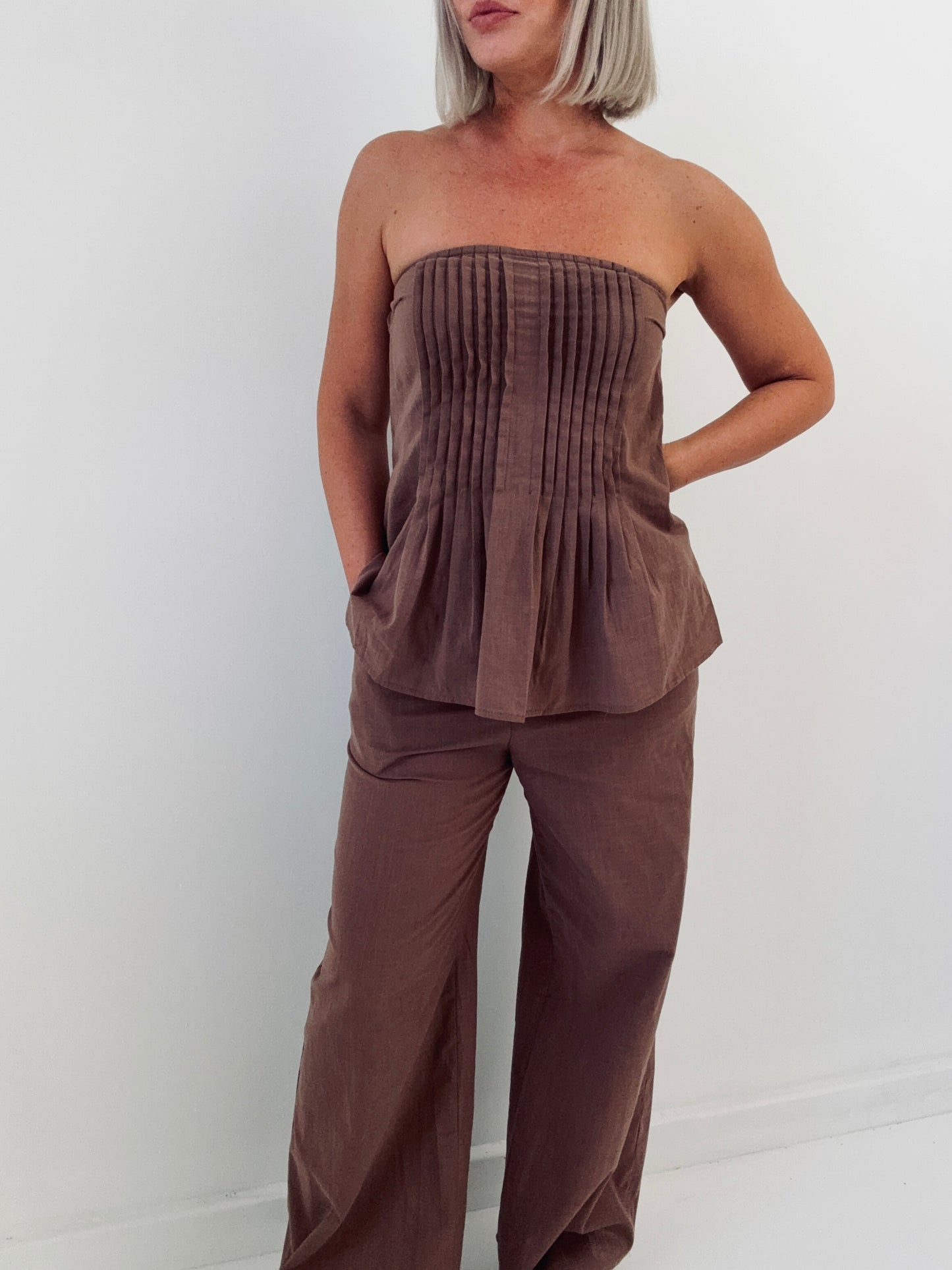 By Frankie / Bonnie linen set- Choc