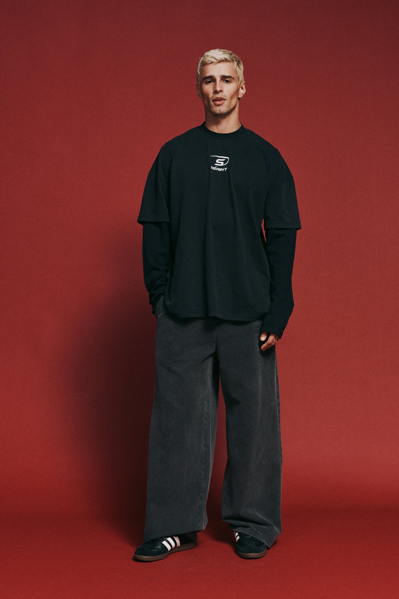 SSAINT- ROUND ONE LAYERED TEE - VINTAGE WASHED BLACK