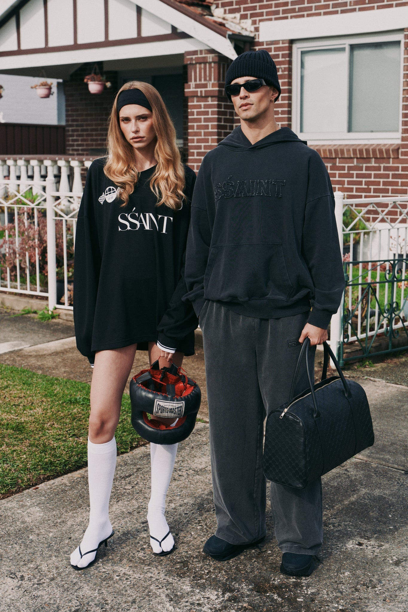SSAINT- CHAMPION HOODIE - ACID WASH CHARCOAL