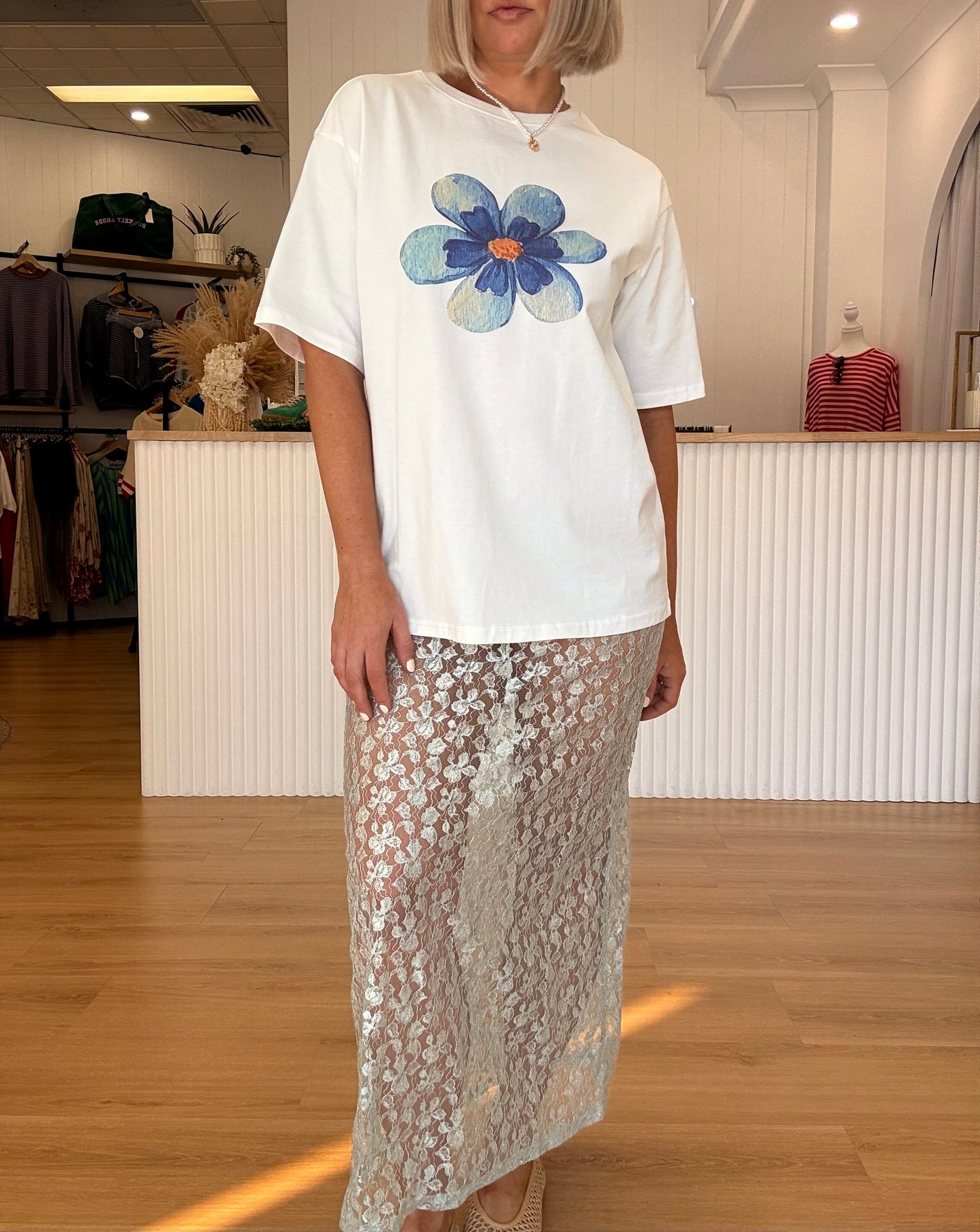 Summer Lace skirt- Blue Shine