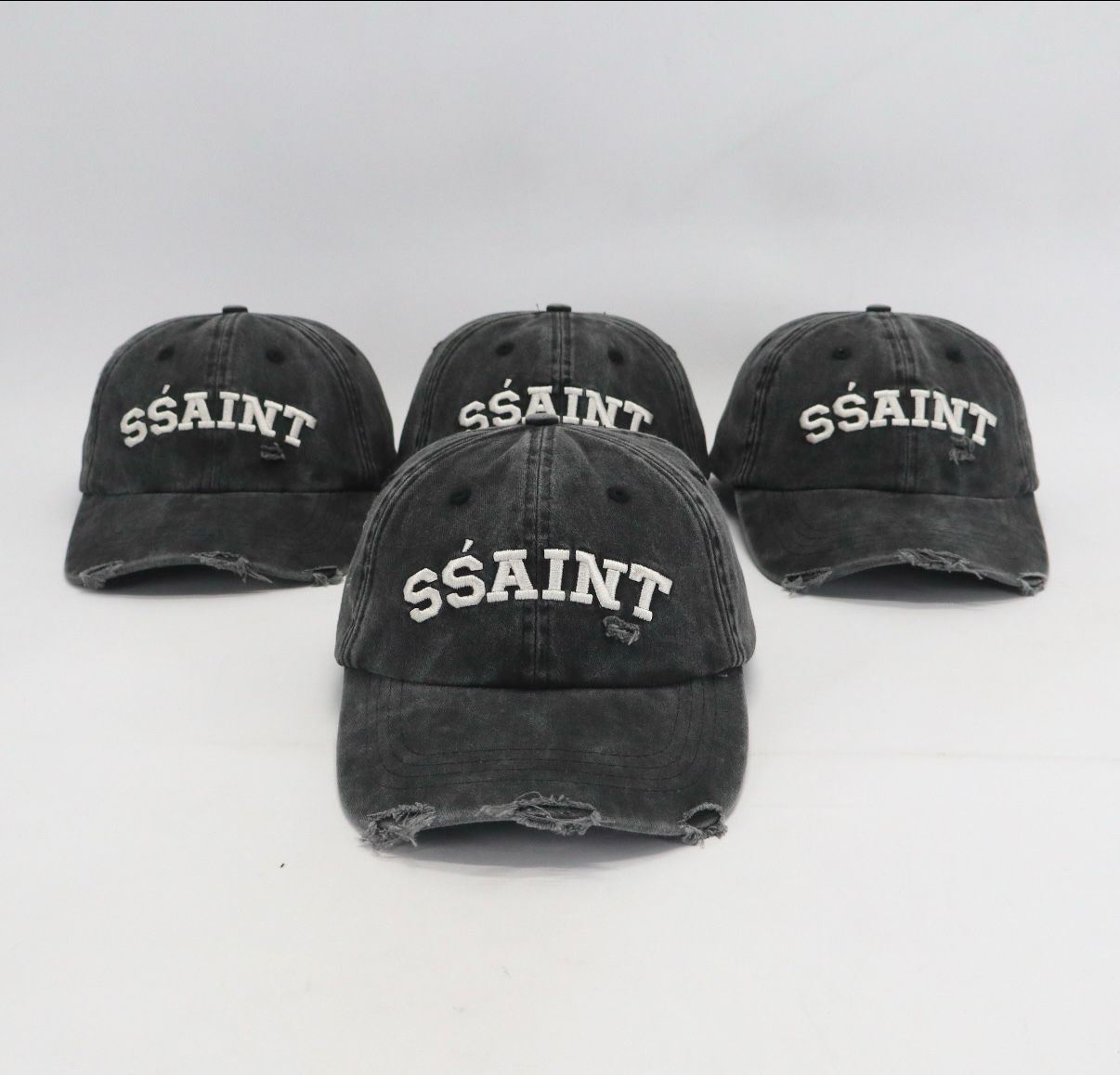 SŚAINT- SŚAINT LOGO CAP - BLACK & CREAM ACID WASH