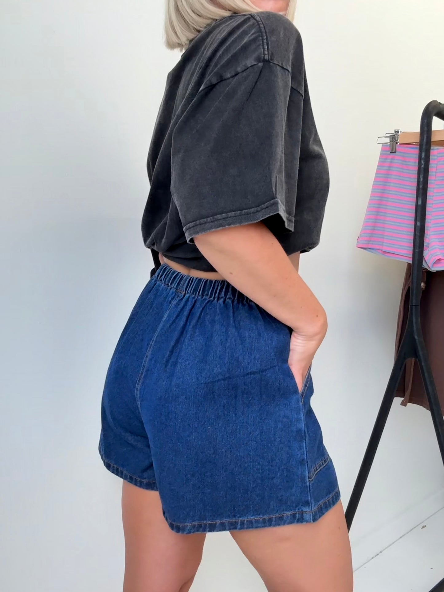 By Frankie/ Luna Denim Shorts- Dark Wash