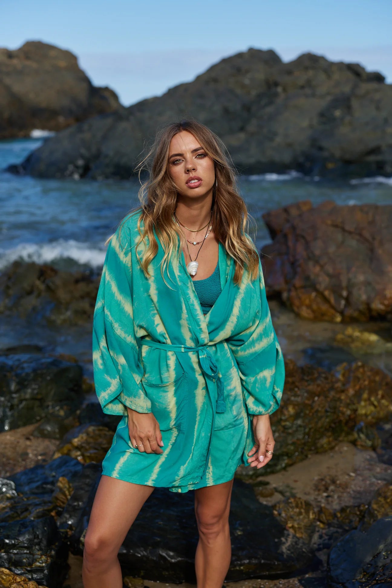 ONLY LOVERS LEFT- Mid Length Kimono ~ Sea Glass