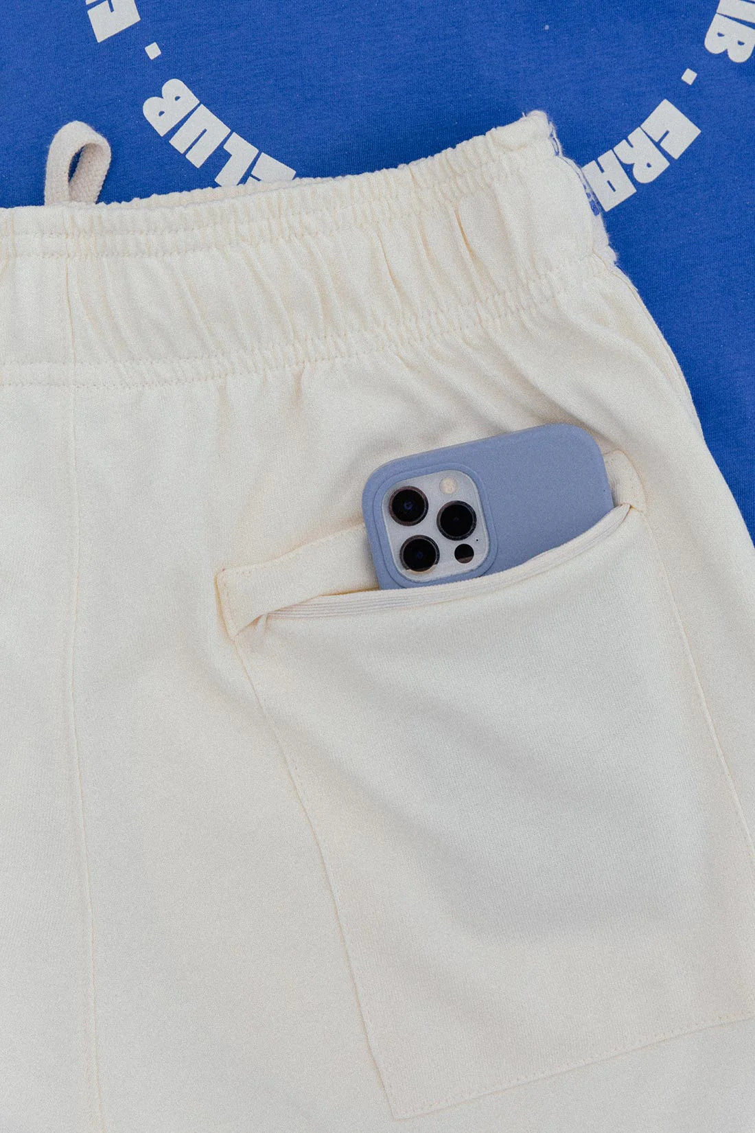 RACER CLUB SHORTS - BUTTER/BLUE