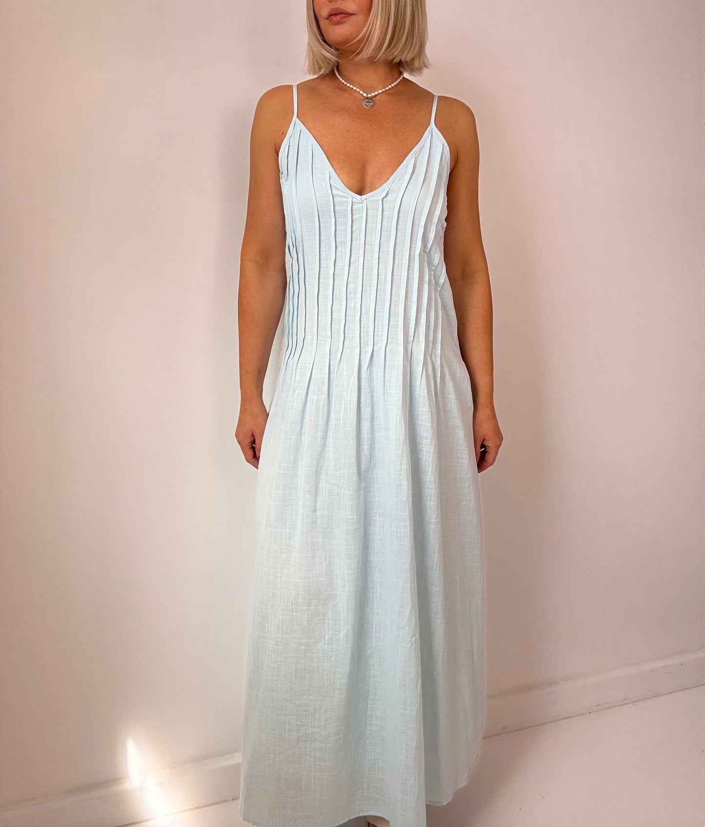 Alice Pleated Maxi-Sky Blue