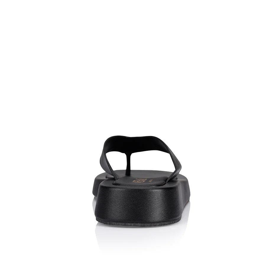 BOUNCER II FLATFORM THONGS - BLACK SMOOTH