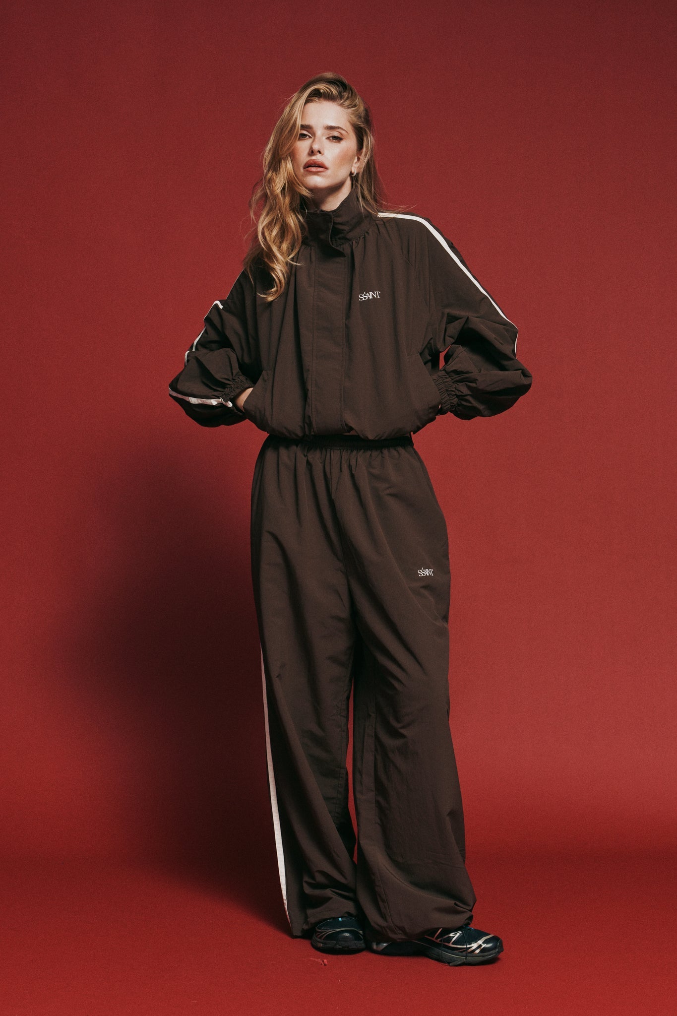 SSAINT-FIGHT NIGHT WINDBREAKER PANT - BROWN & CREAM