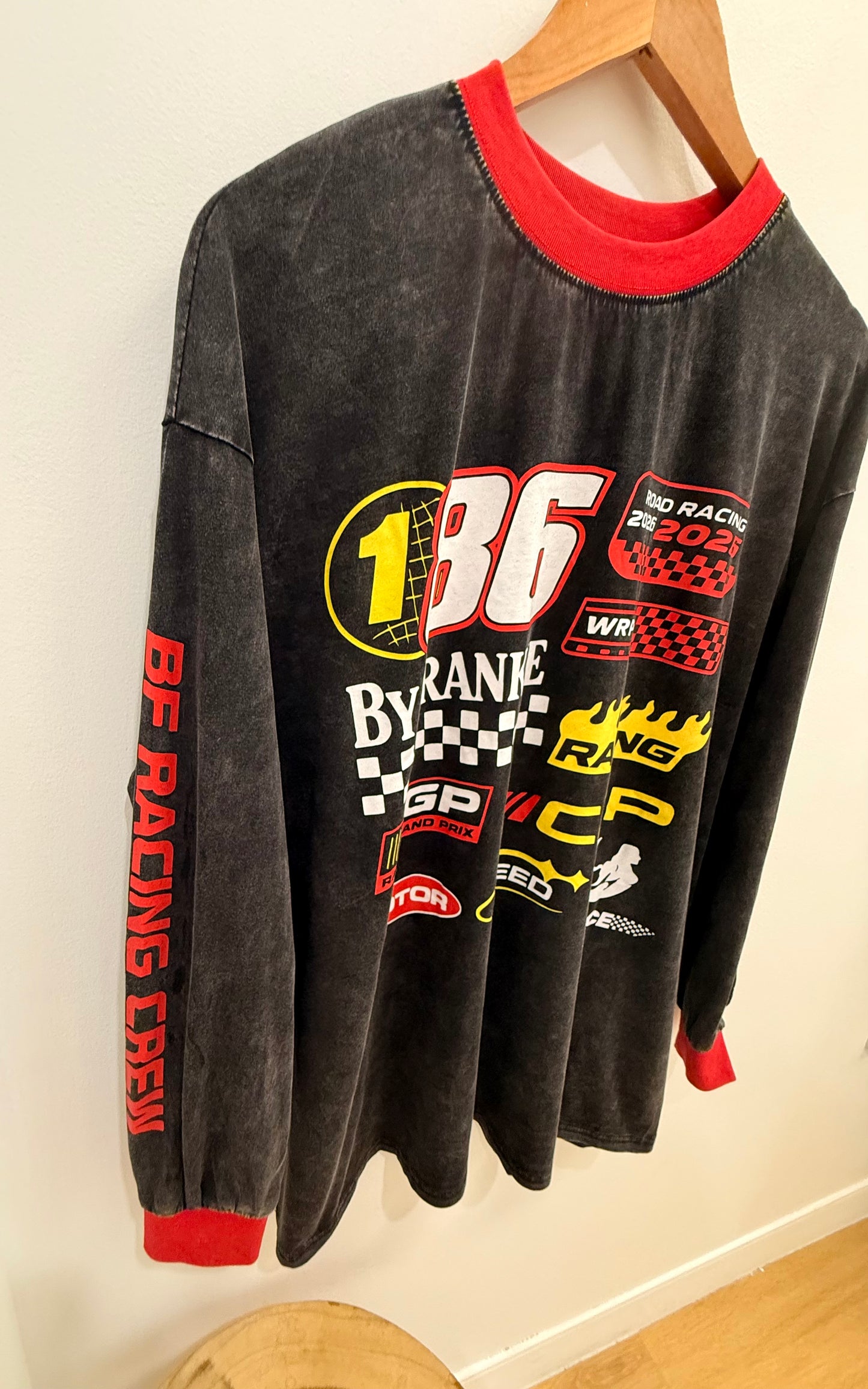 By Frankie/Moto Long Sleeve- Acid Wash