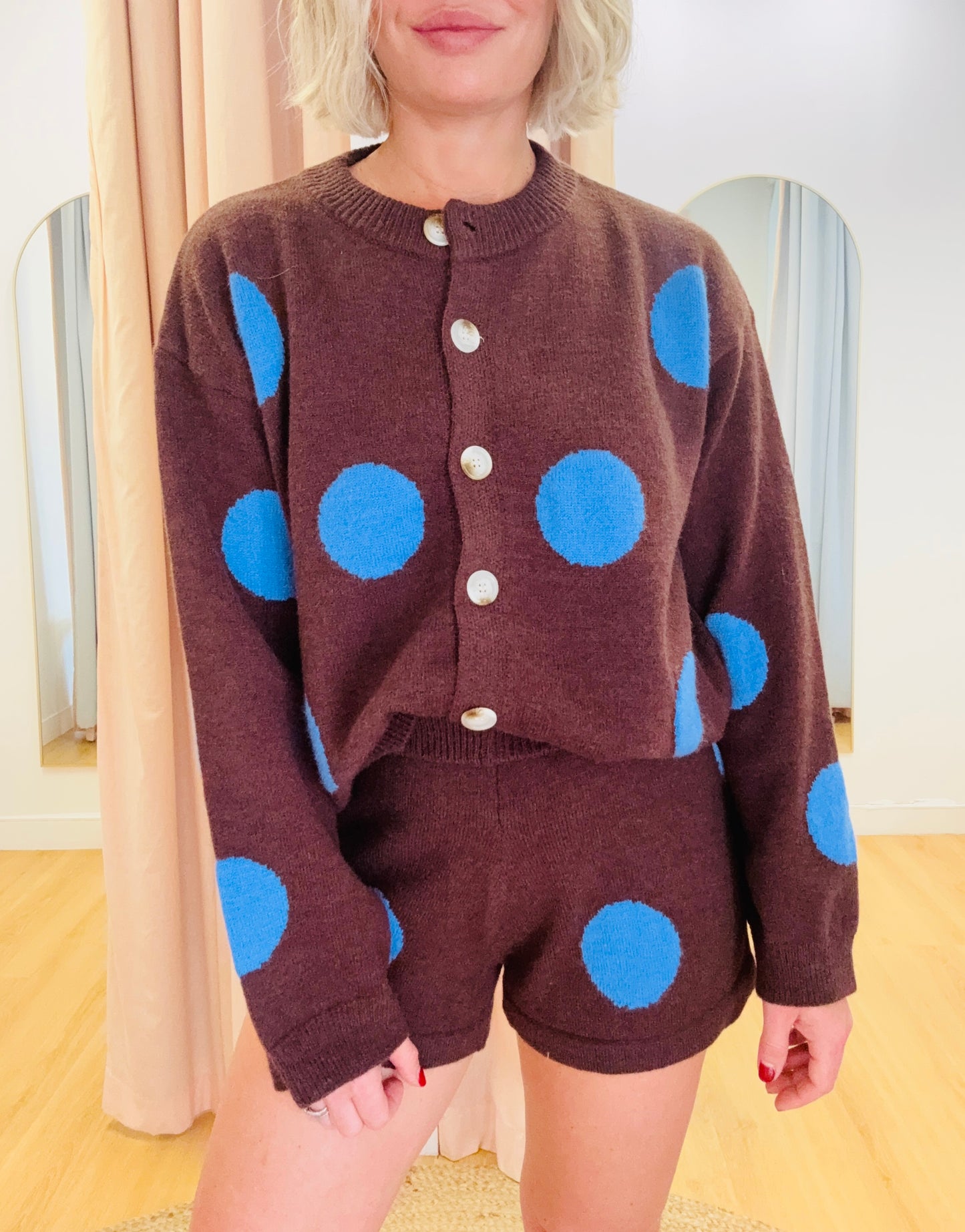 By Frankie/ Hattie Knit Cardigan Set- Chocolate/Azure