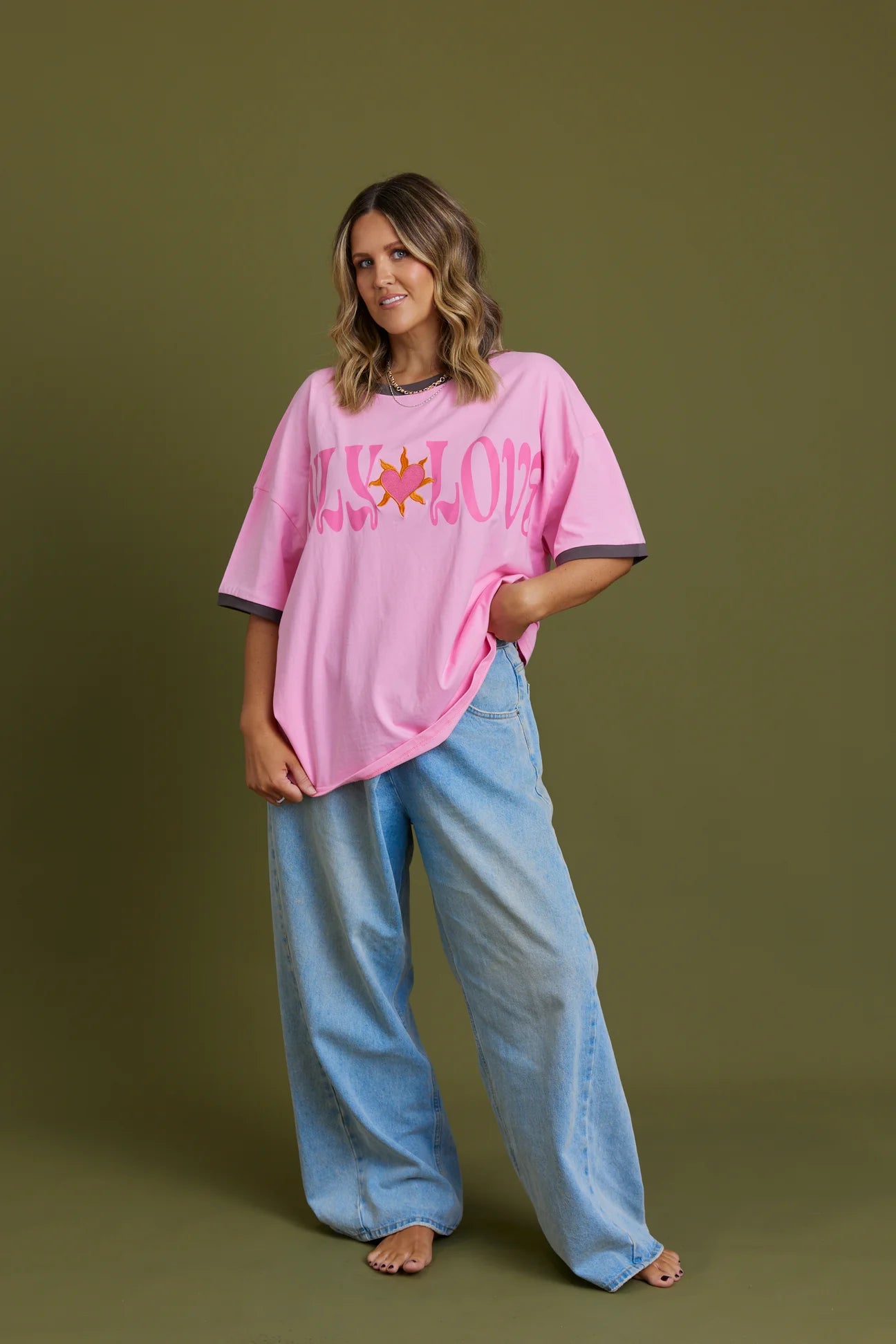ONLY LOVERS LEFT-ONLY LOVE TEE ~ PINK