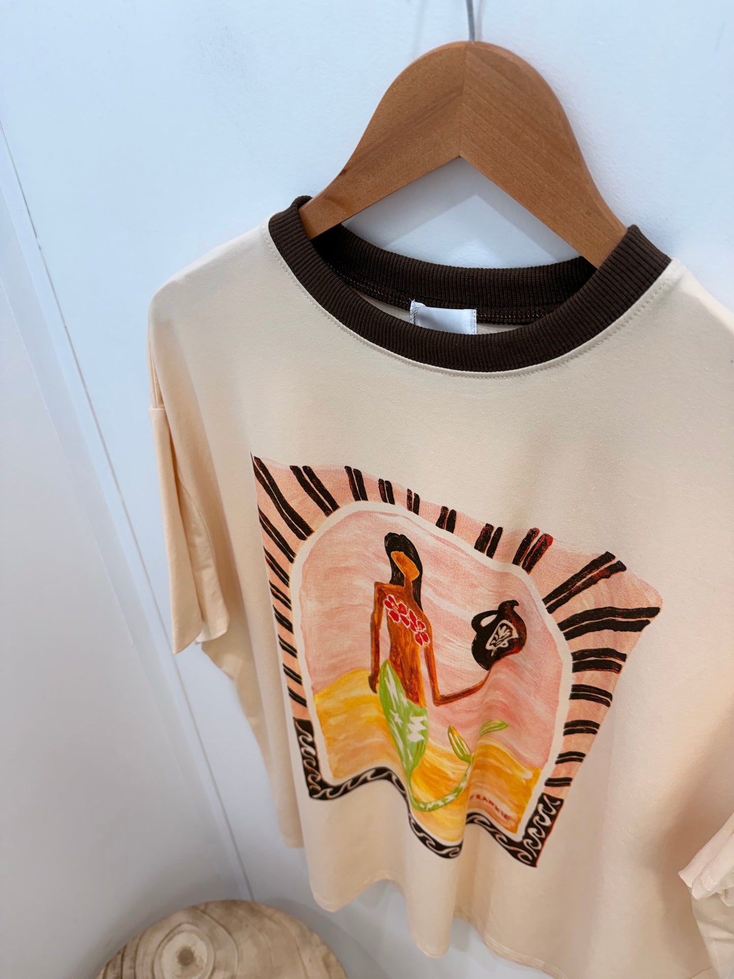By Frankie/ Mermaid Goddess Tee- Beige