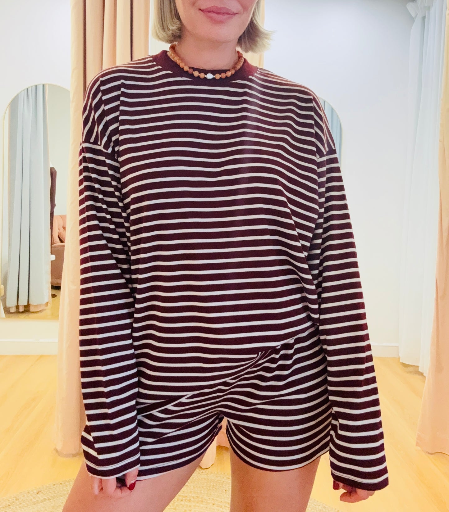 By Frankie/ Sage Long Sleeve Set- Wine/Beige