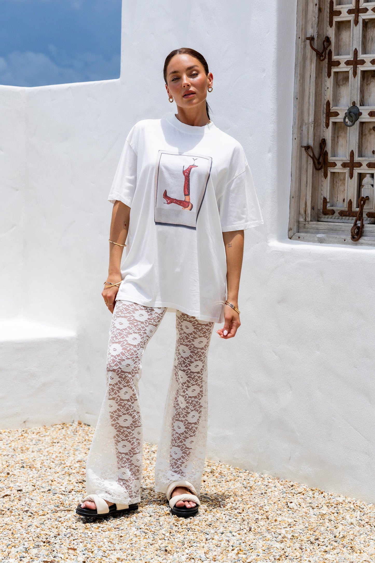 High kicks Martini Tee- white