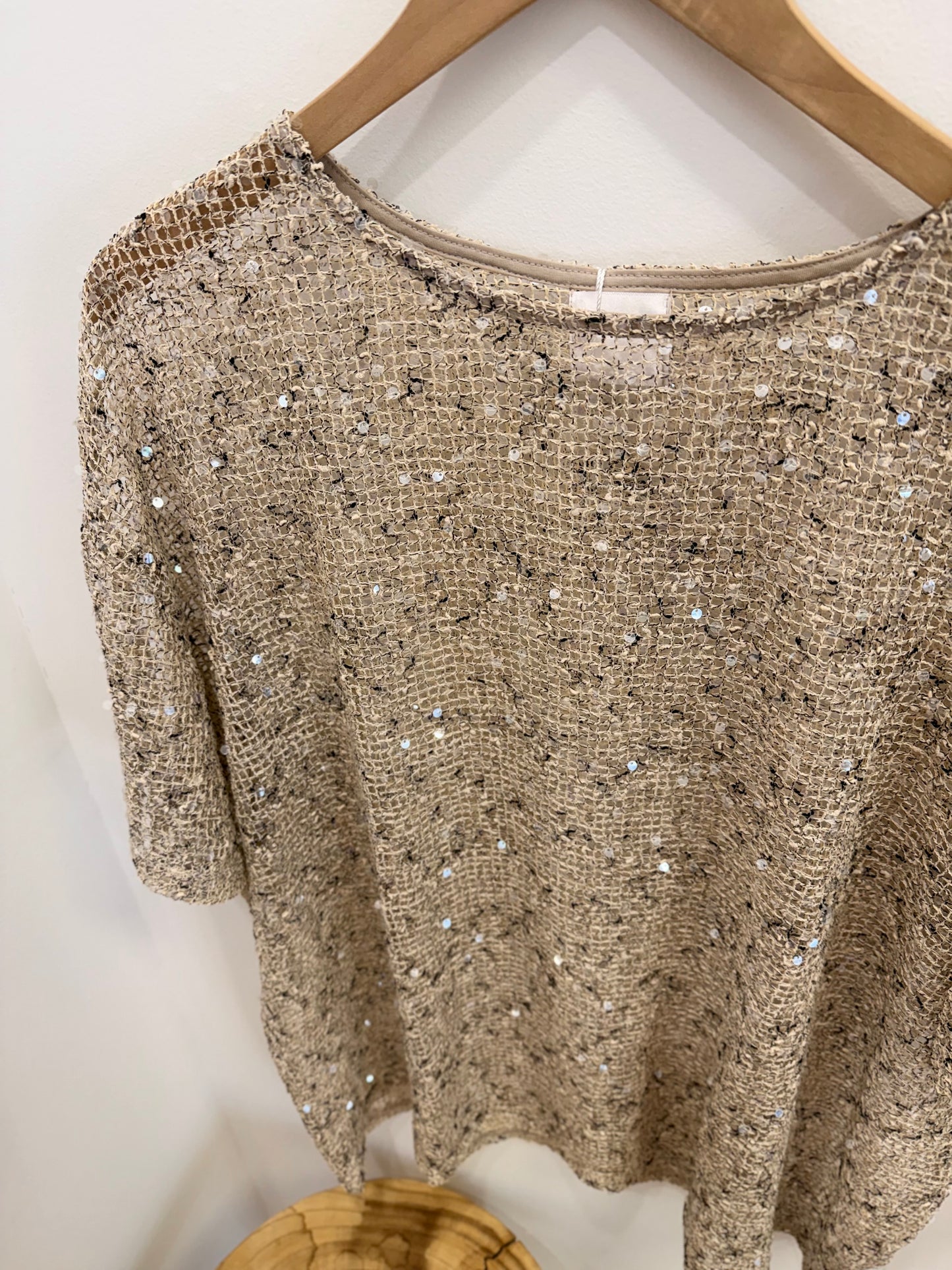 BACK IN STOCK By Frankie/ Sparkle Oversized Top-Cream