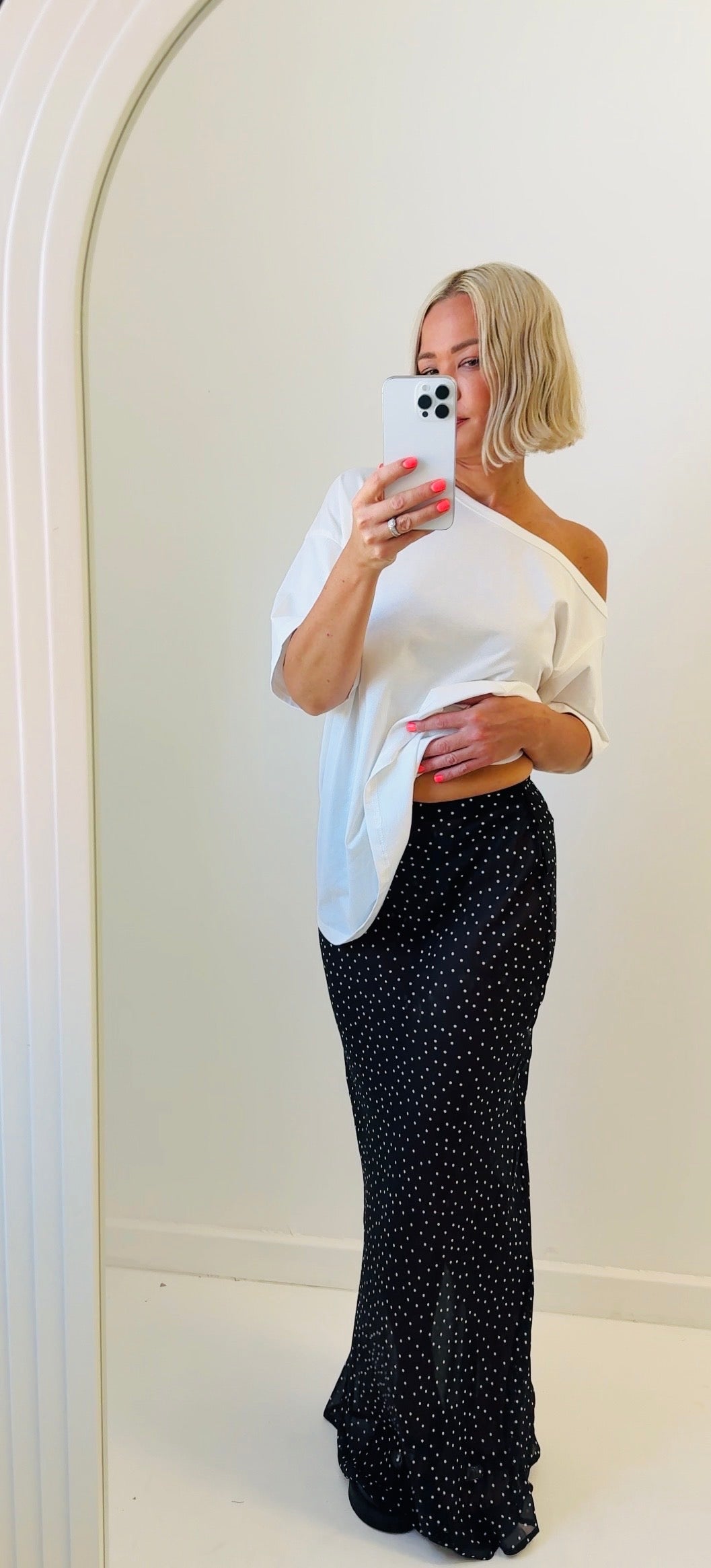 By Frankie/ Gigi Sheer Maxi- Black/White Dot