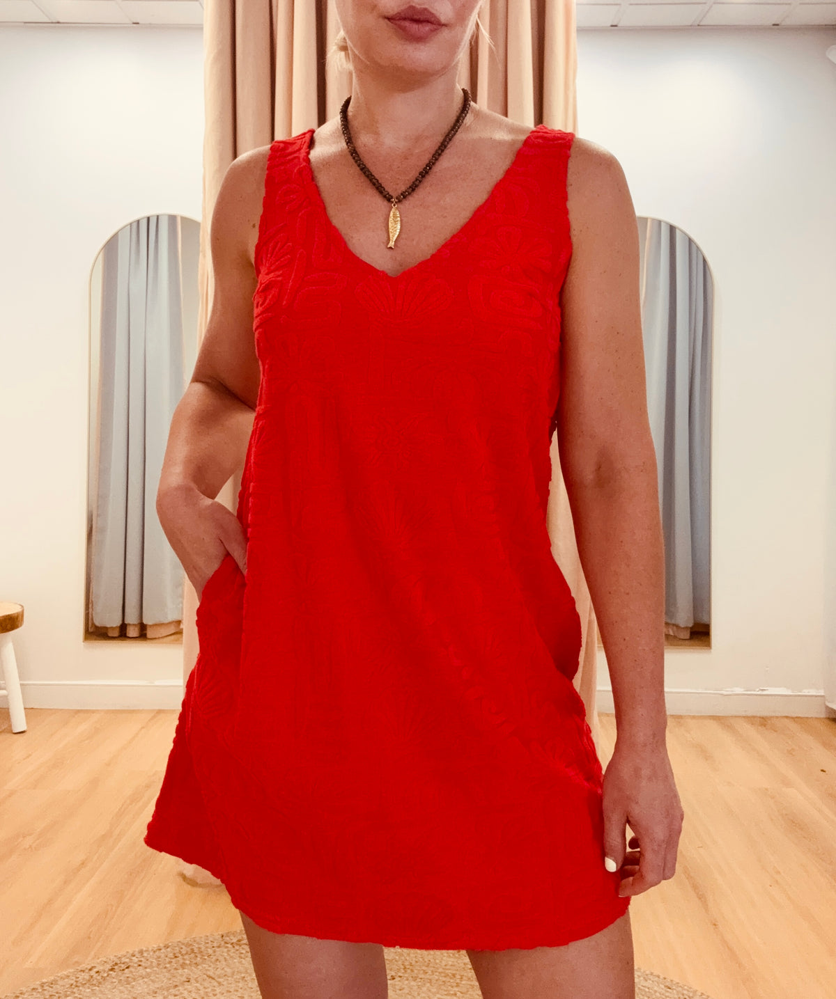 By Frankie/ Terry Mini Dress- Red