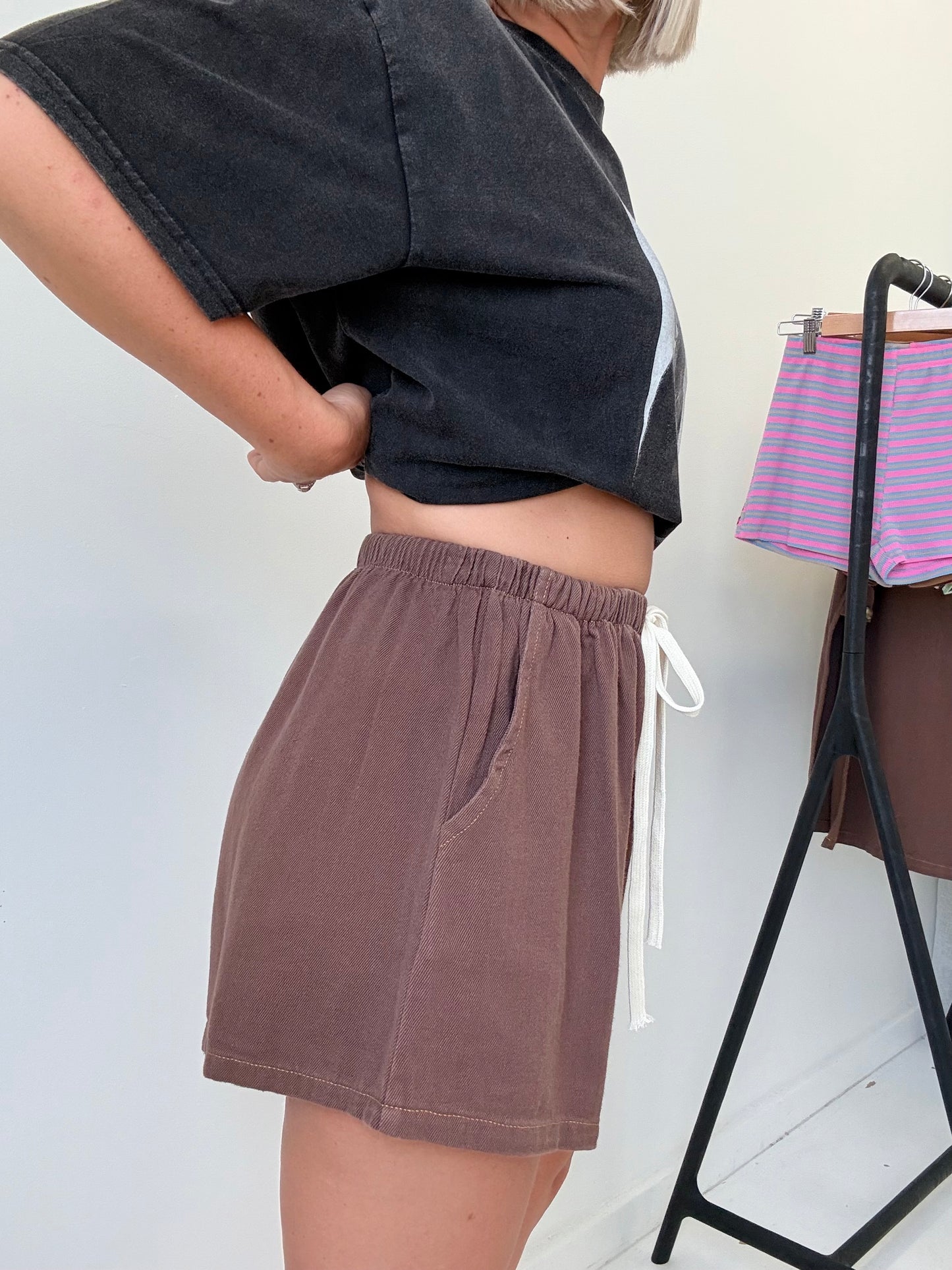 By Frankie/ Luna Denim Short- Chocolate