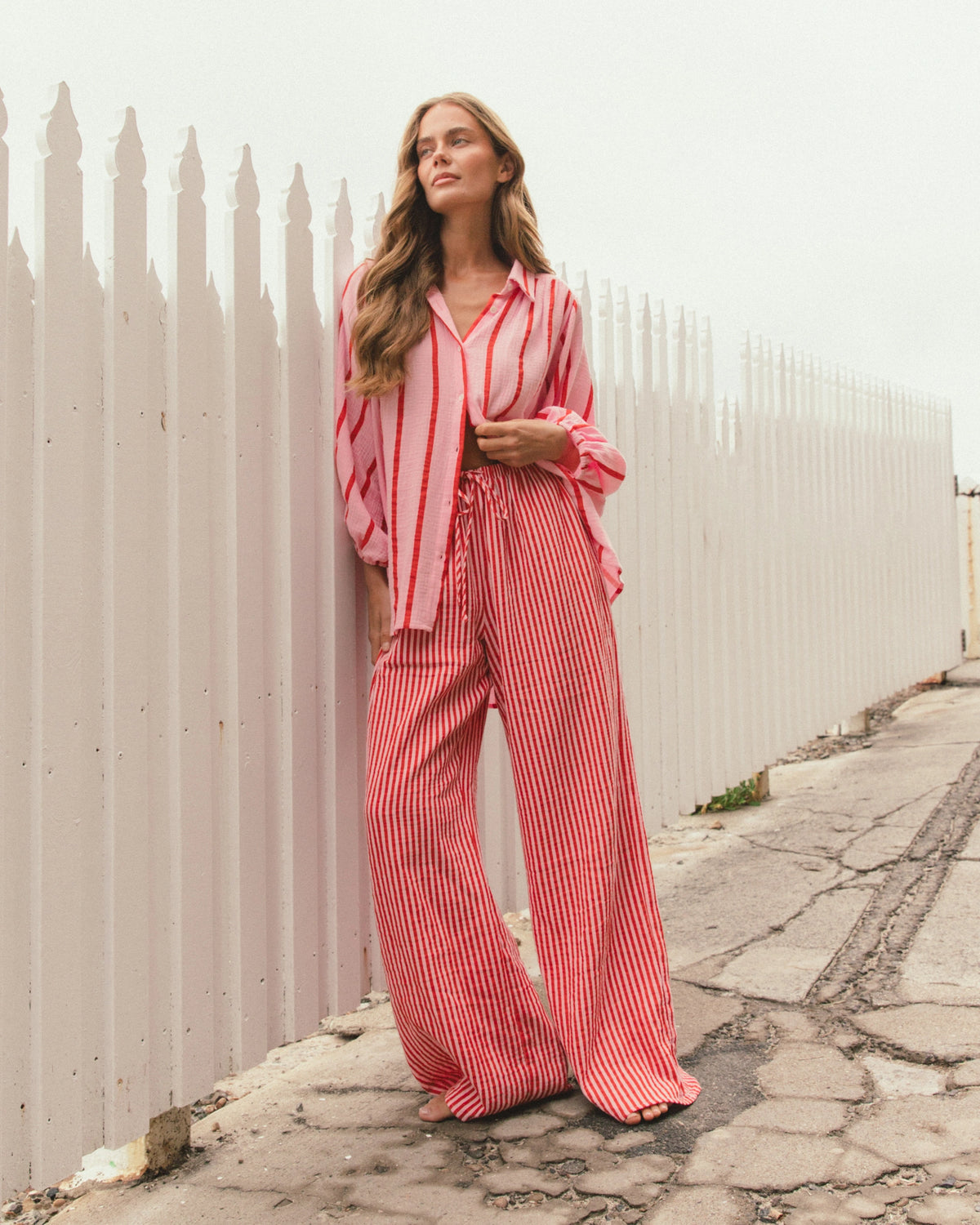 LONG PANTS- Pink/Red Stripe