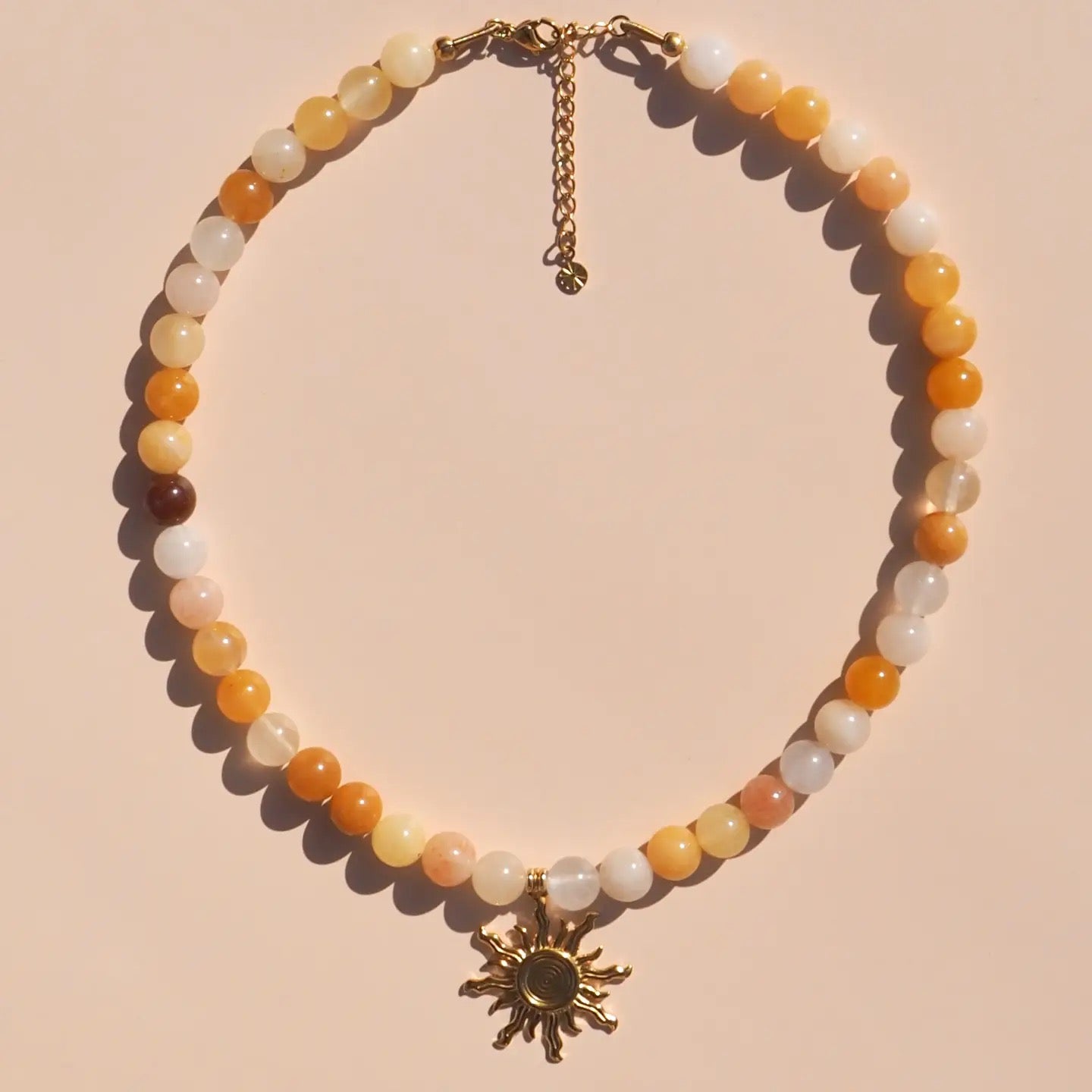 Alesi-Sun Yellow Multi Beaded Gemstone Necklace