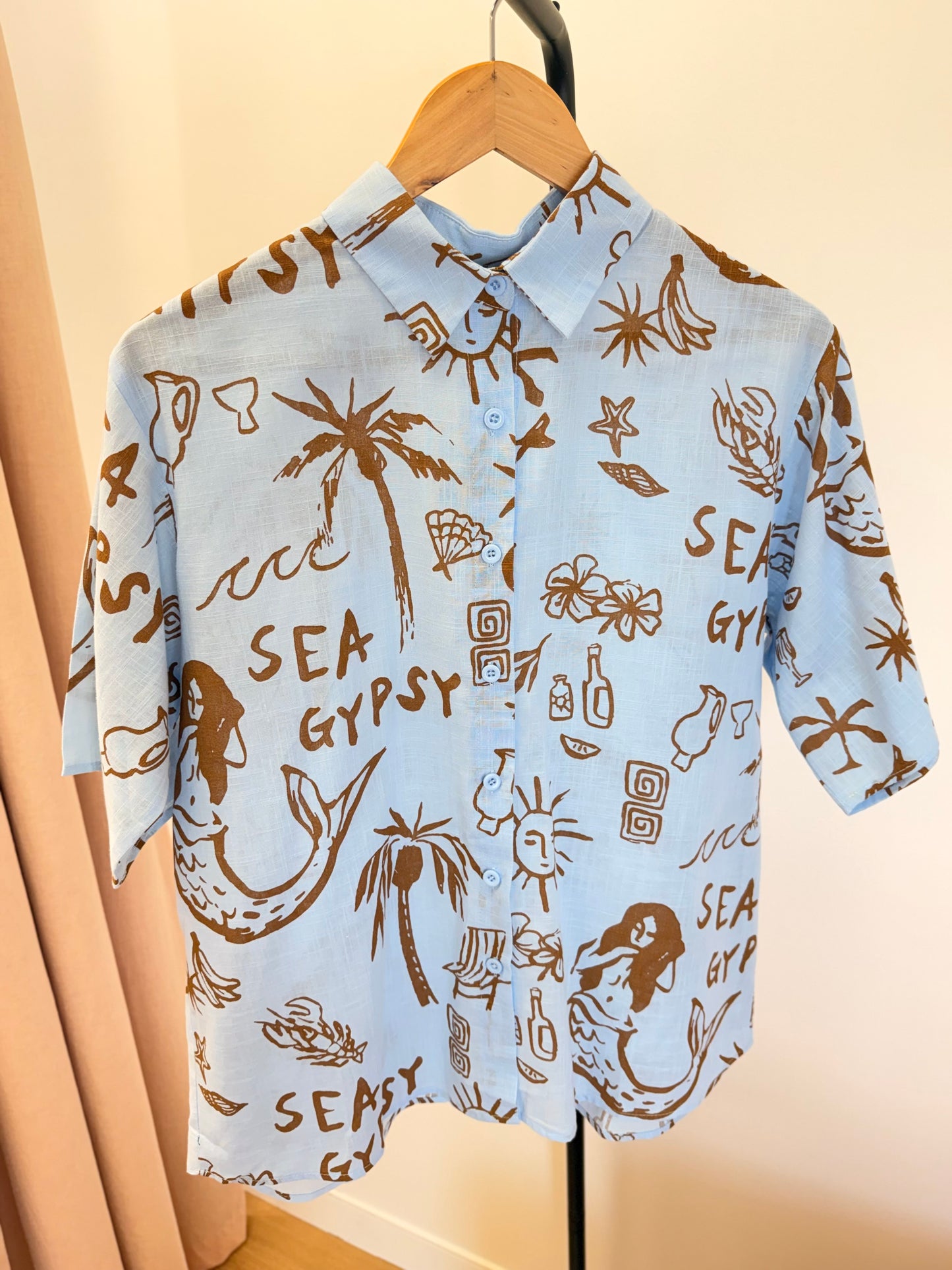 By Frankie/Sea Gypsy Blouse Set-Baby Blue/ Mocha