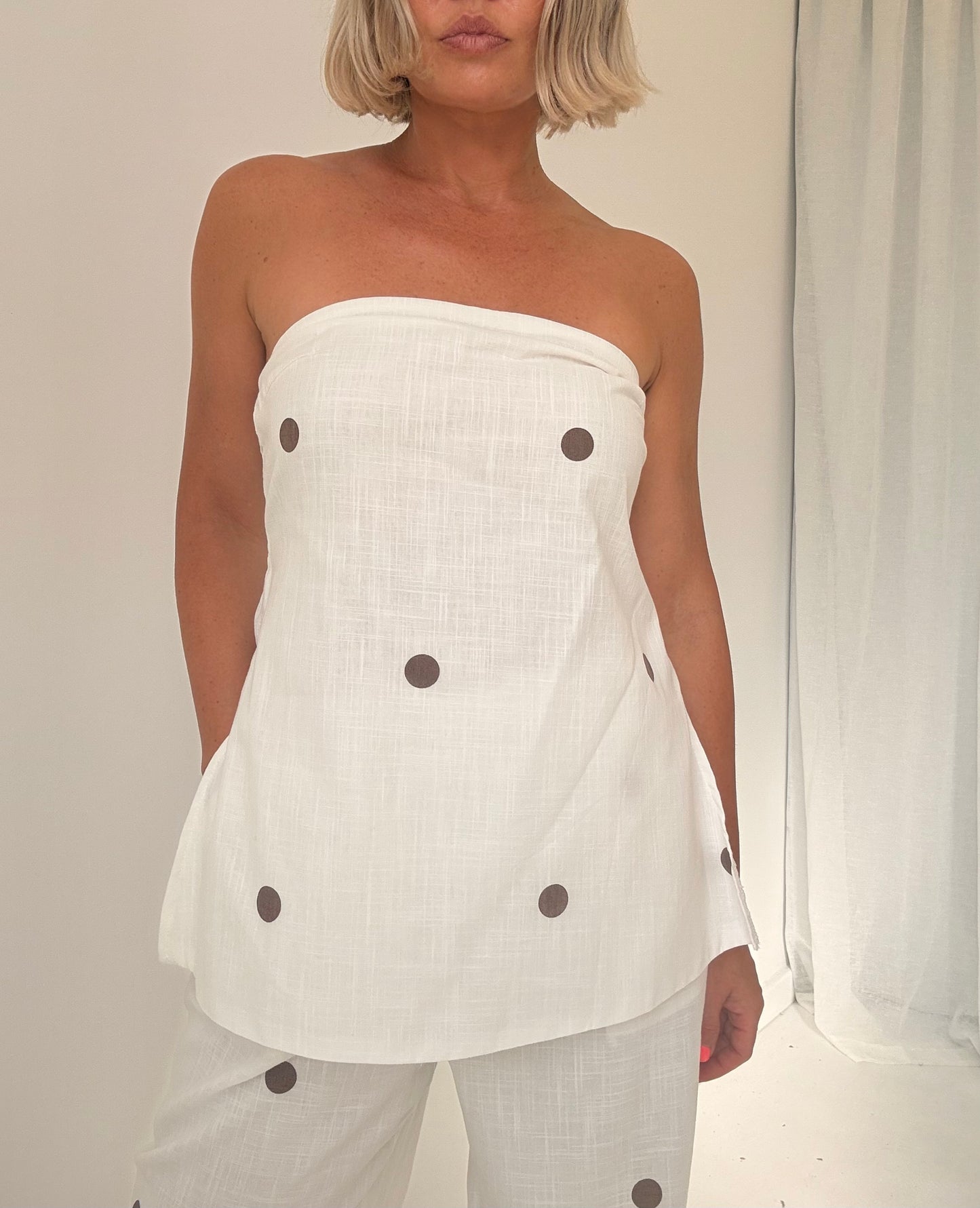 By Frankie/ Sophia Pant Set- White / Mocha