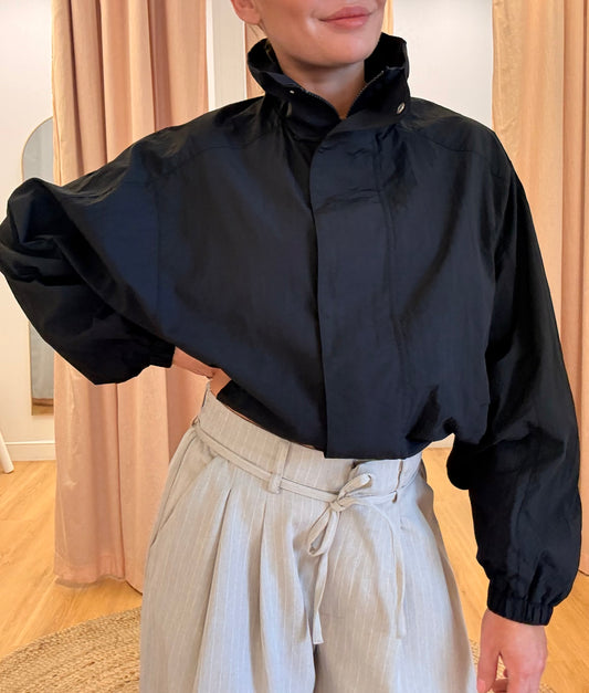 BOWIE Funnel Neck Windbreaker- Black