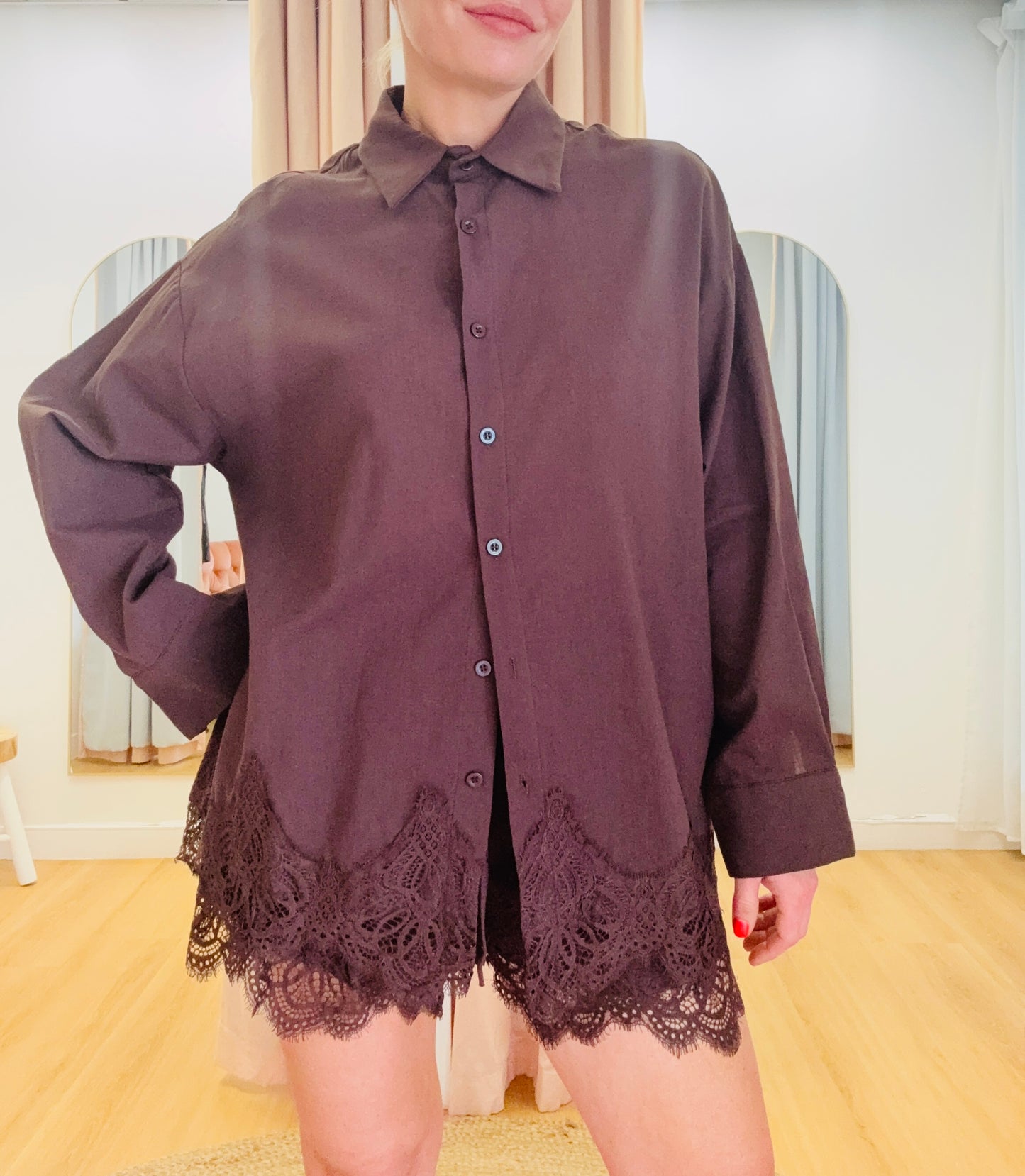 By Frankie/ Ivy Lace Shirt- Chocolate
