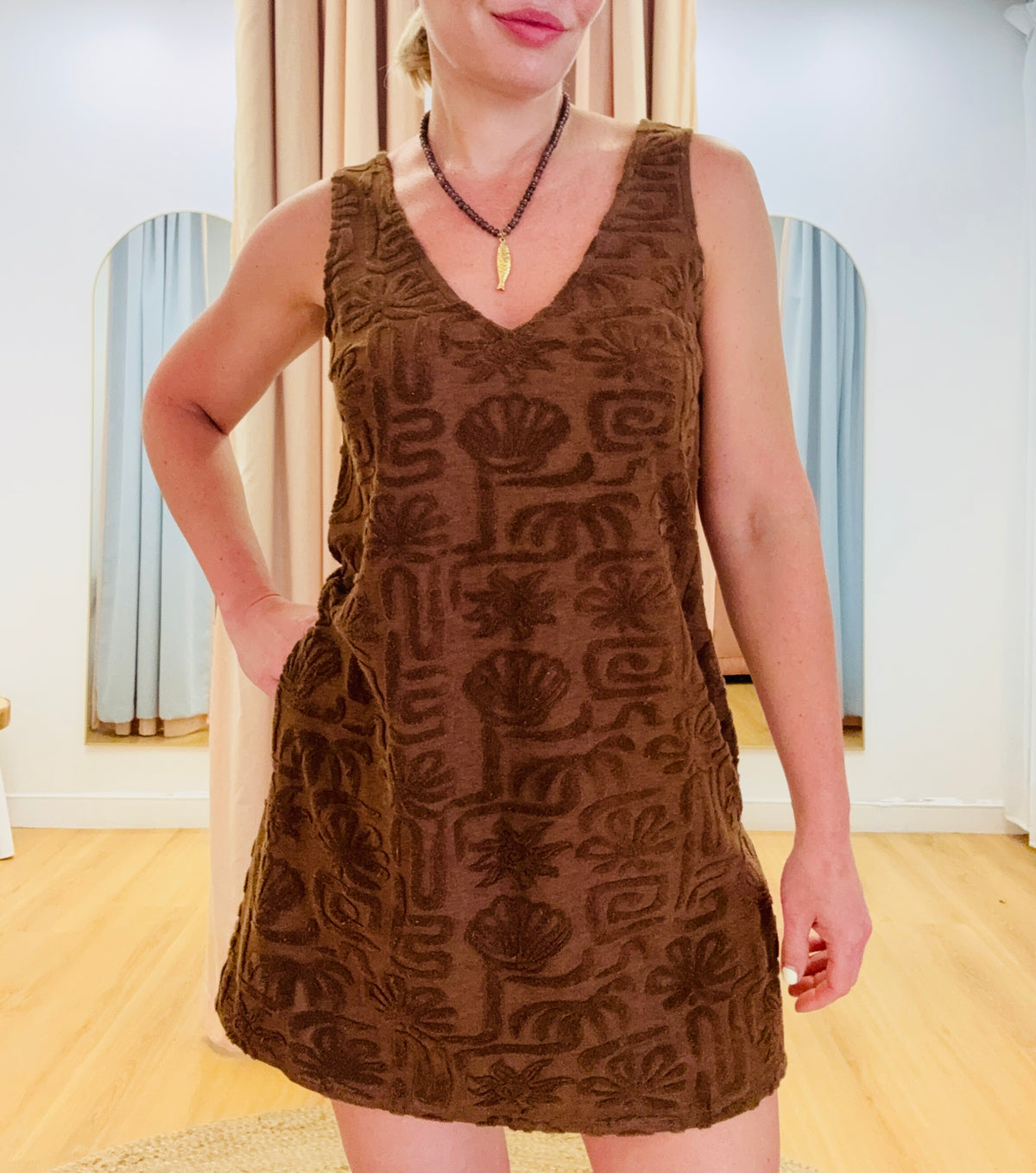 By Frankie/ Terry Mini Dress- Chocolate