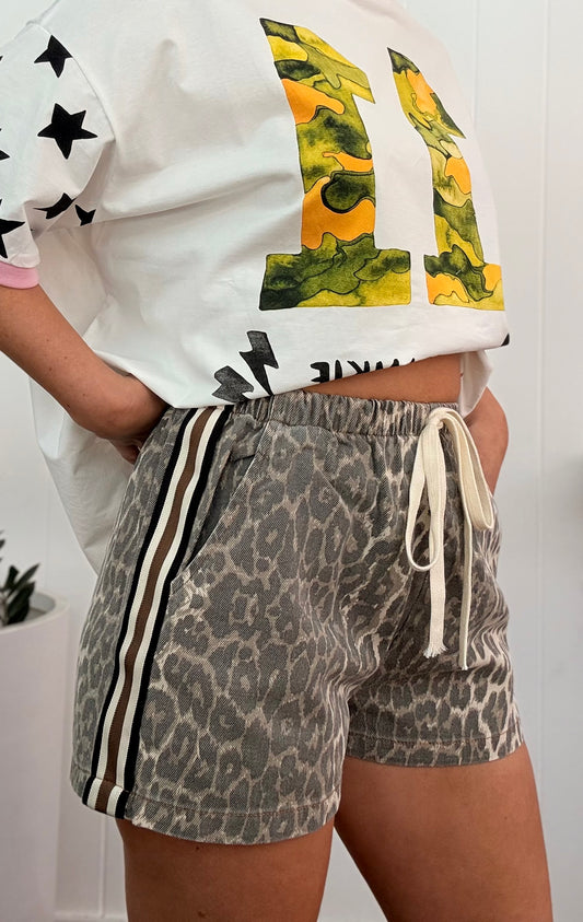 By Frankie/ Leopard Racer Short- Brown/Black stripe