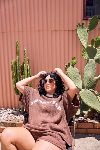 Hibiscus Hotel/ Sunkissed Chocolate Knit Shorts