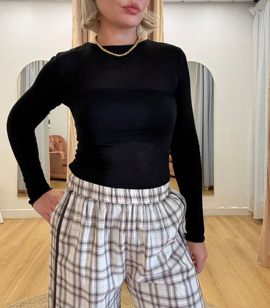 Sofia Sheer Long Sleeve Top- Black