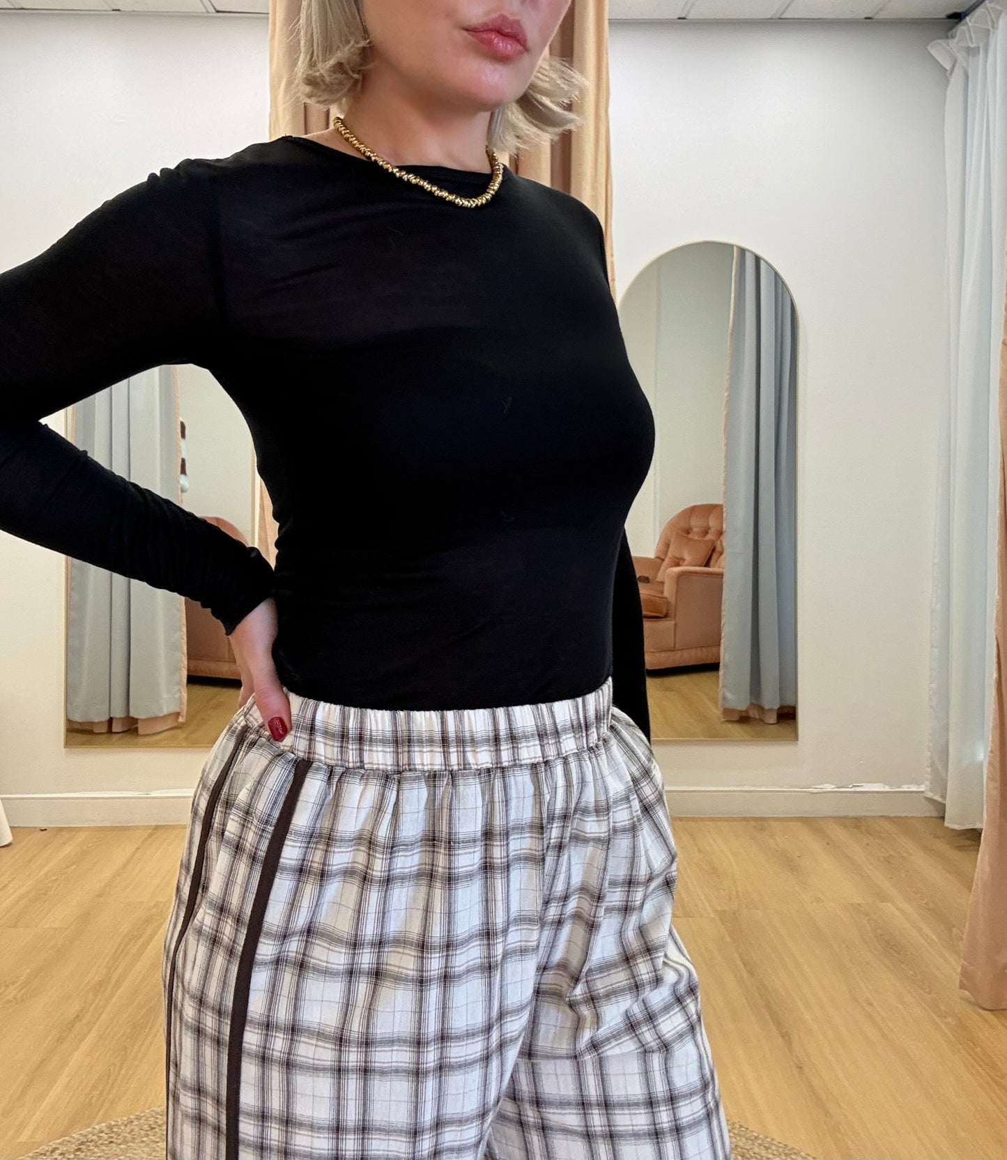 Sofia Sheer Long Sleeve Top- Black