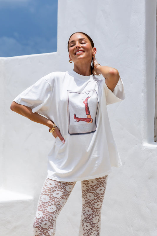 High kicks Martini Tee- white