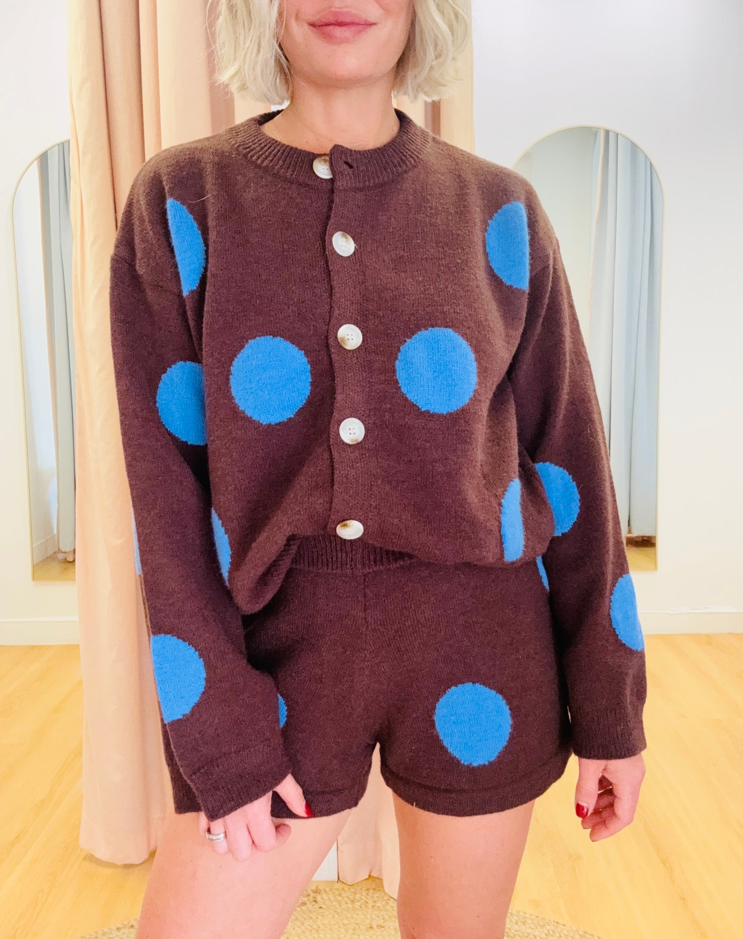 By Frankie/ Hattie Knit Cardigan Set- Chocolate/Azure