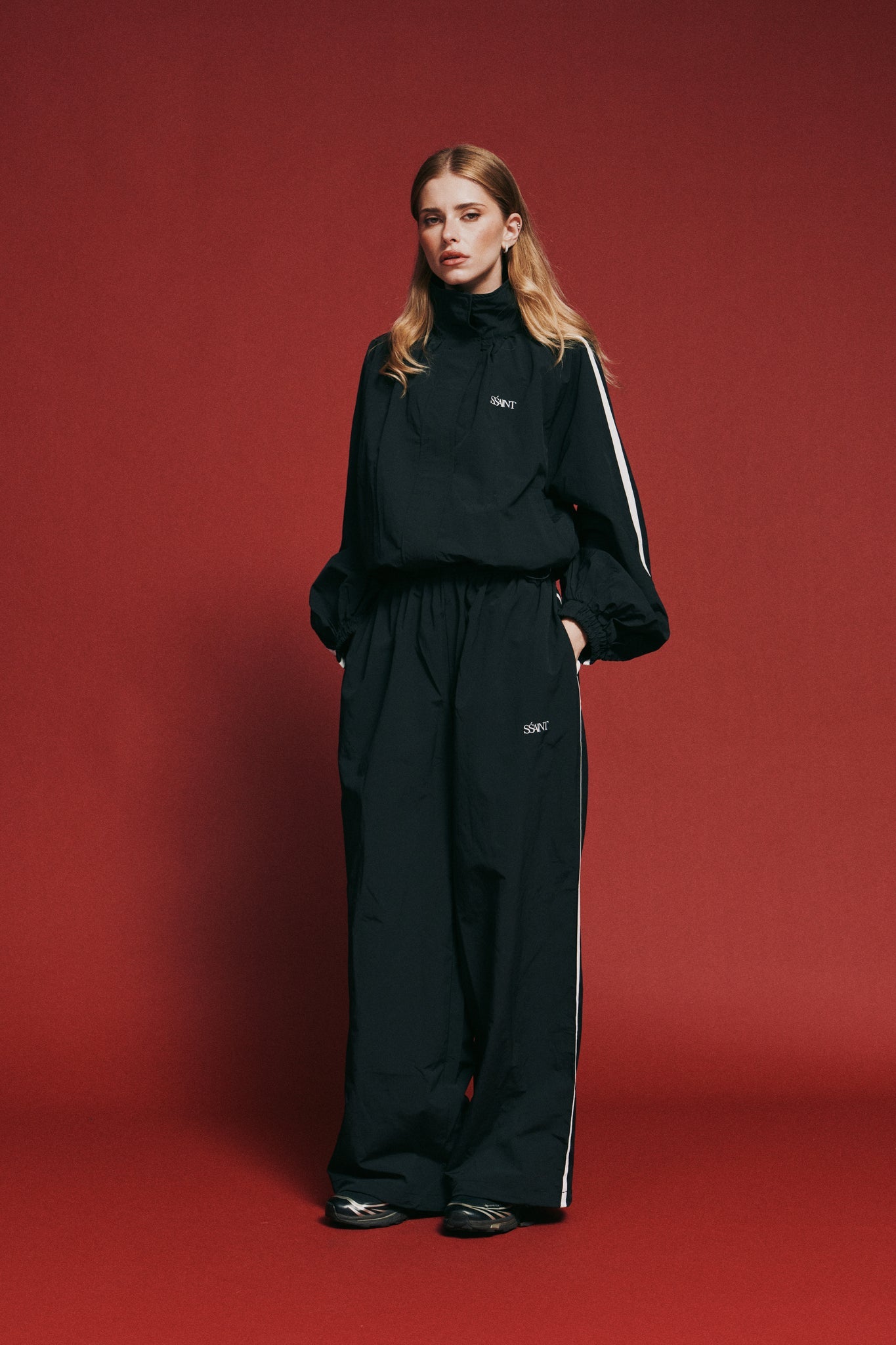 SSAINT- FIGHT NIGHT WINDBREAKER PANT - BLACK
