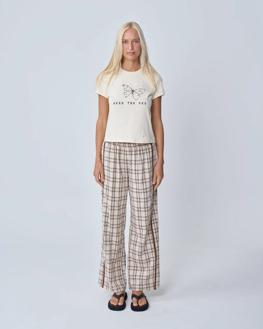 NEAR THE SEA- RACER PANT - BROWN PLAID