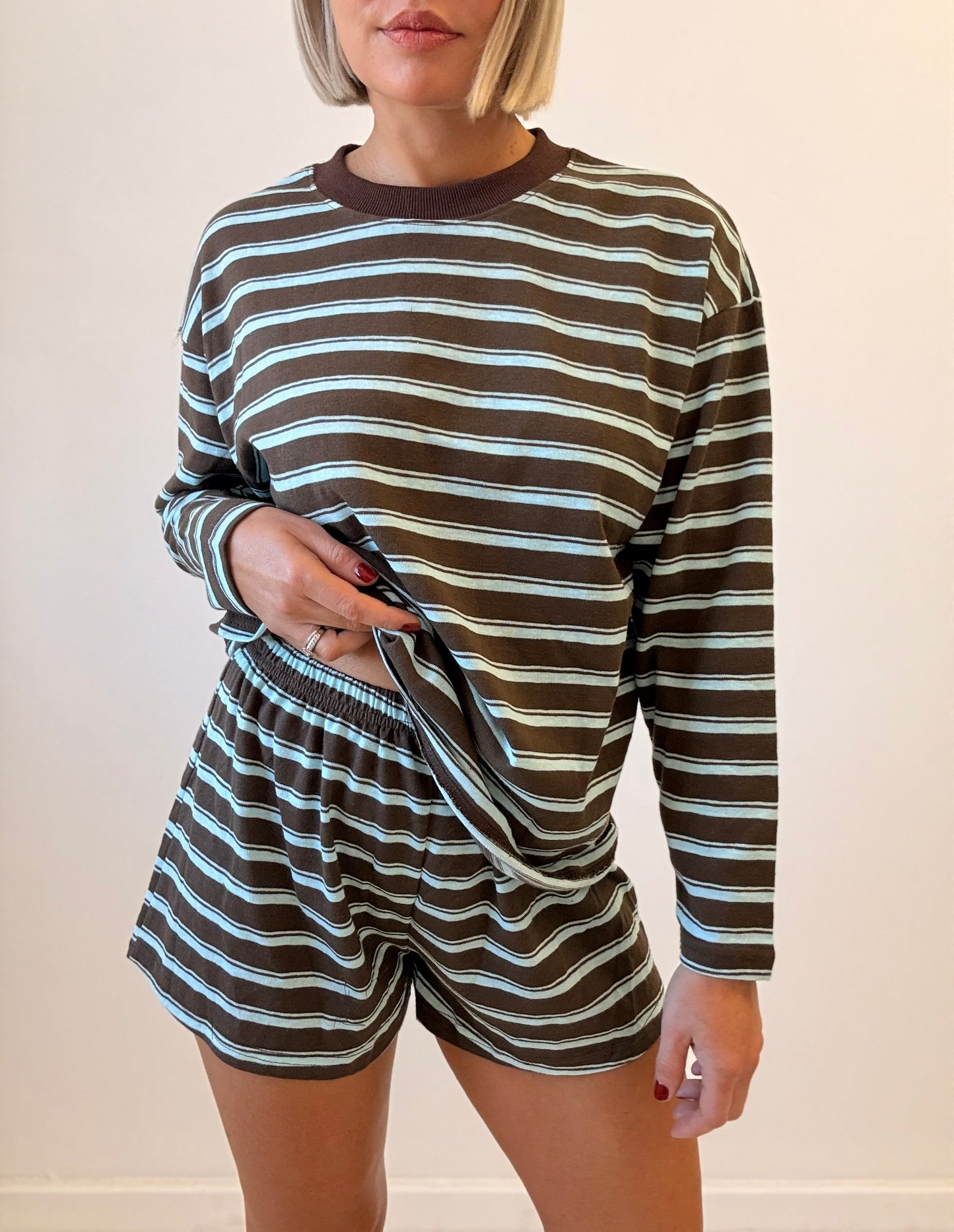 By Frankie / Gia Long sleeve Set- Sky/ Choc