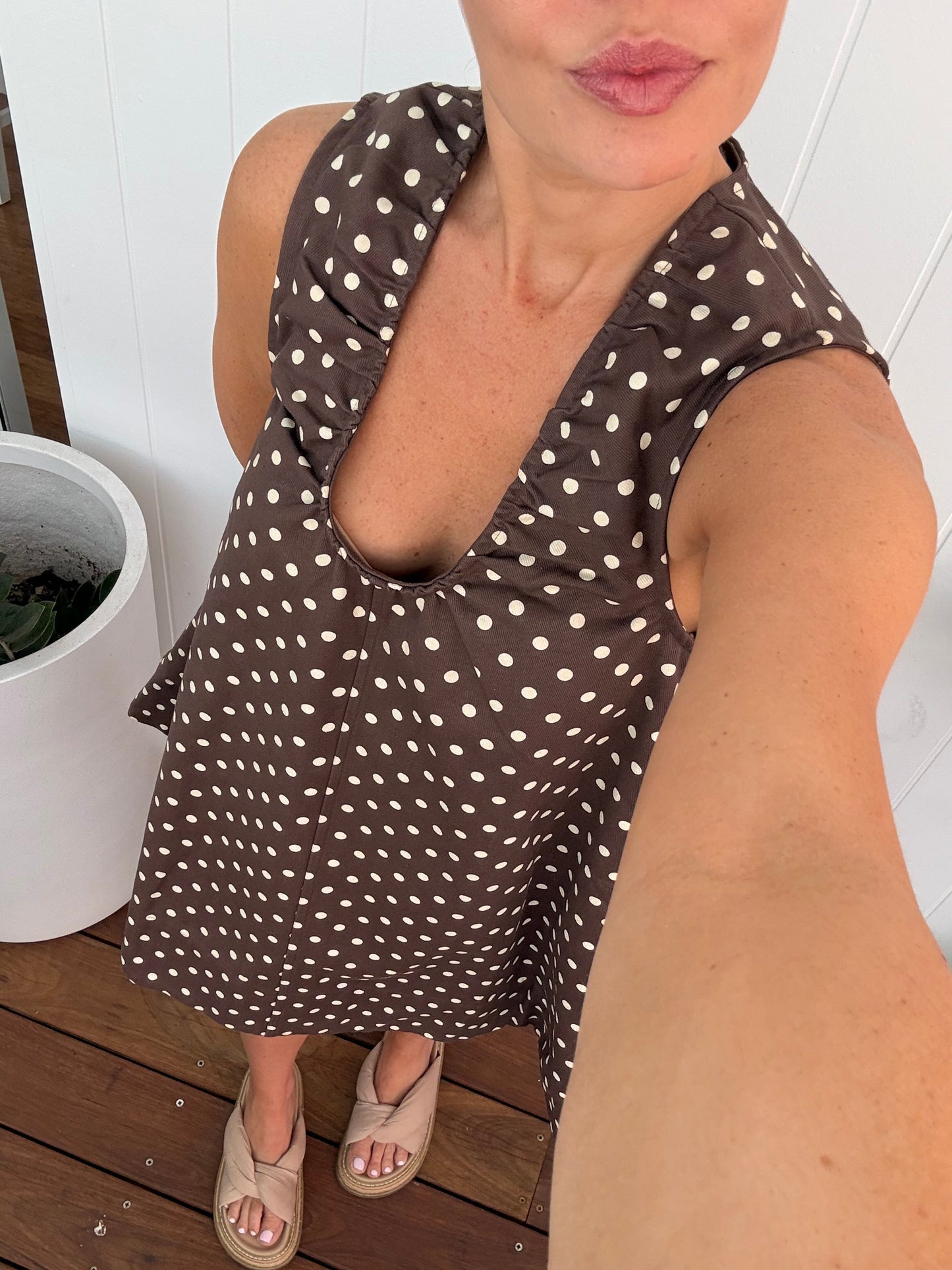 Polka Dot Denim Dress