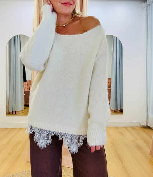By Frankie/ Billie Off Shoulder Knit -Cream