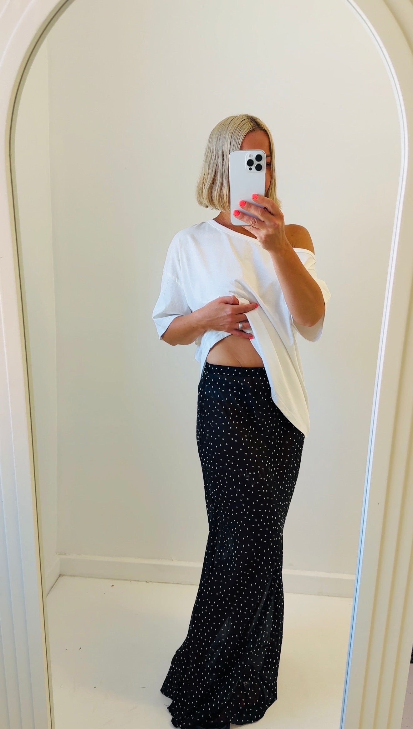 By Frankie/ Gigi Sheer Maxi- Black/White Dot