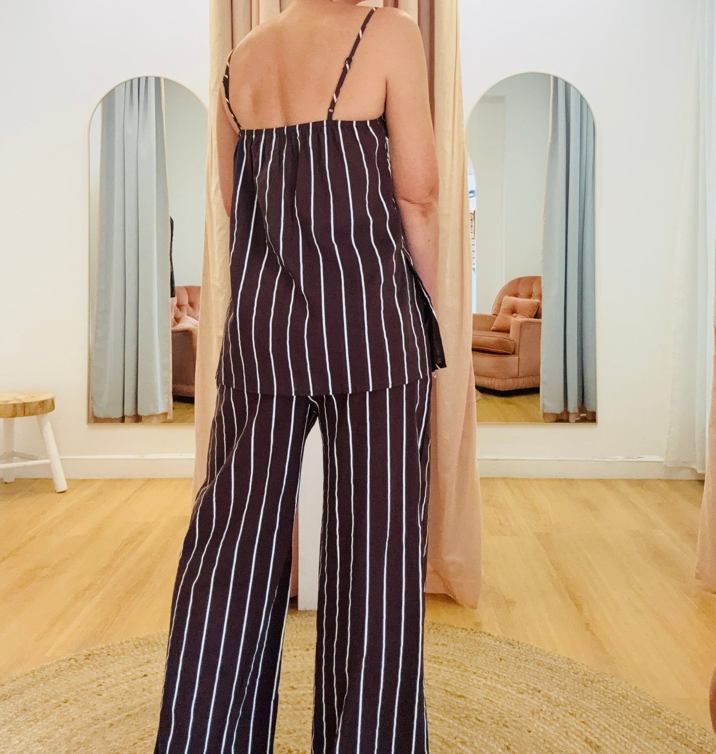 By Frankie/ Kai Stipe Pant Set- Chocolate/ White