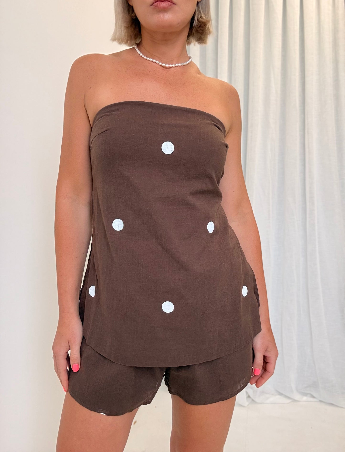 By Frankie/ Billie Strapless Set- Mocha/White