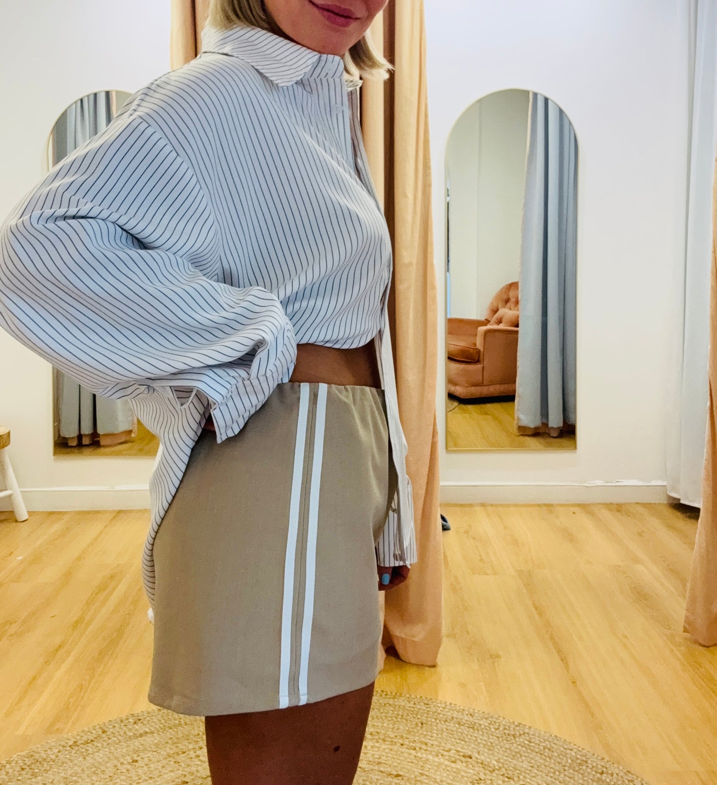 Billie Racer Skort- Beige