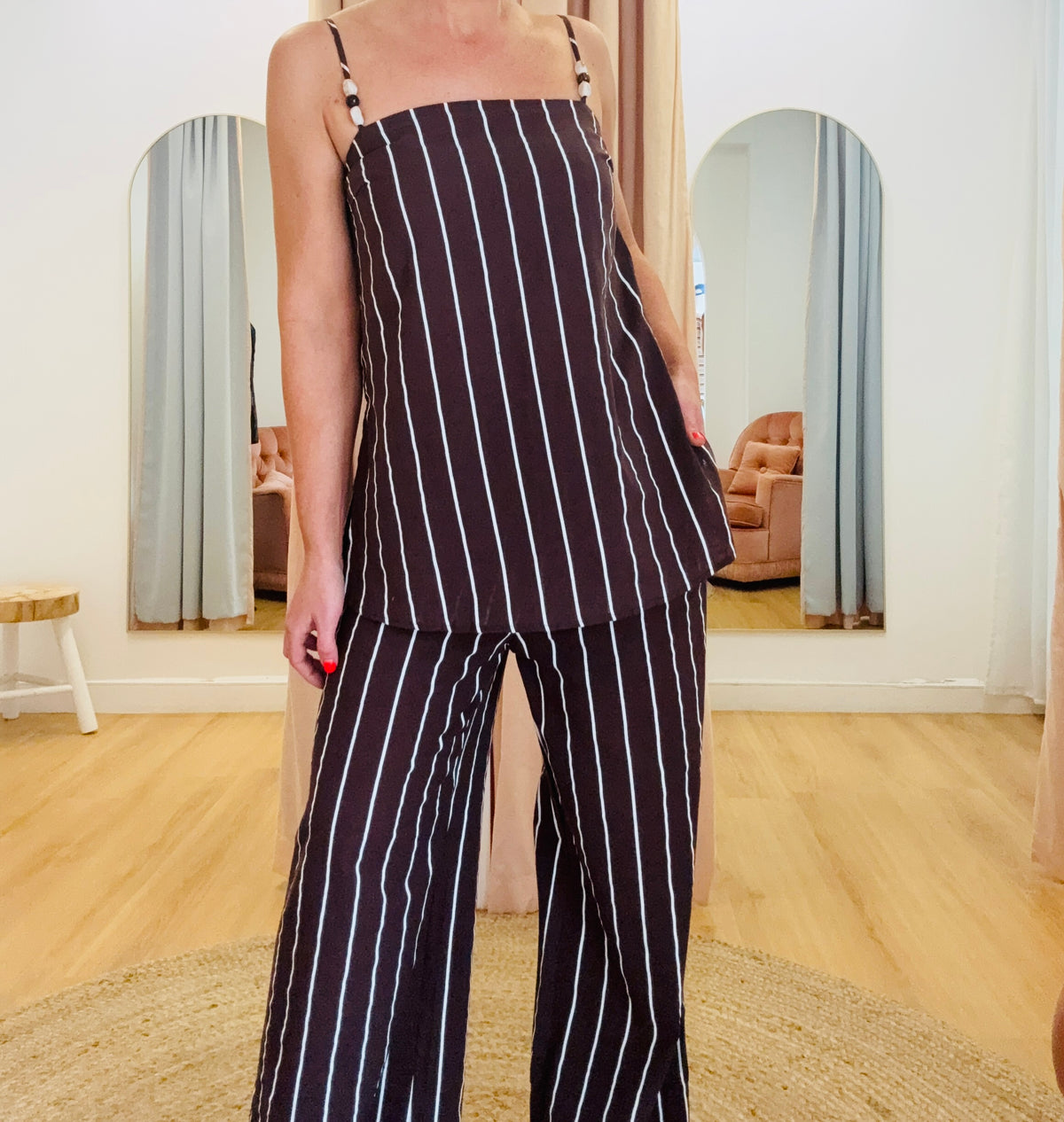 By Frankie/ Kai Stipe Pant Set- Chocolate/ White