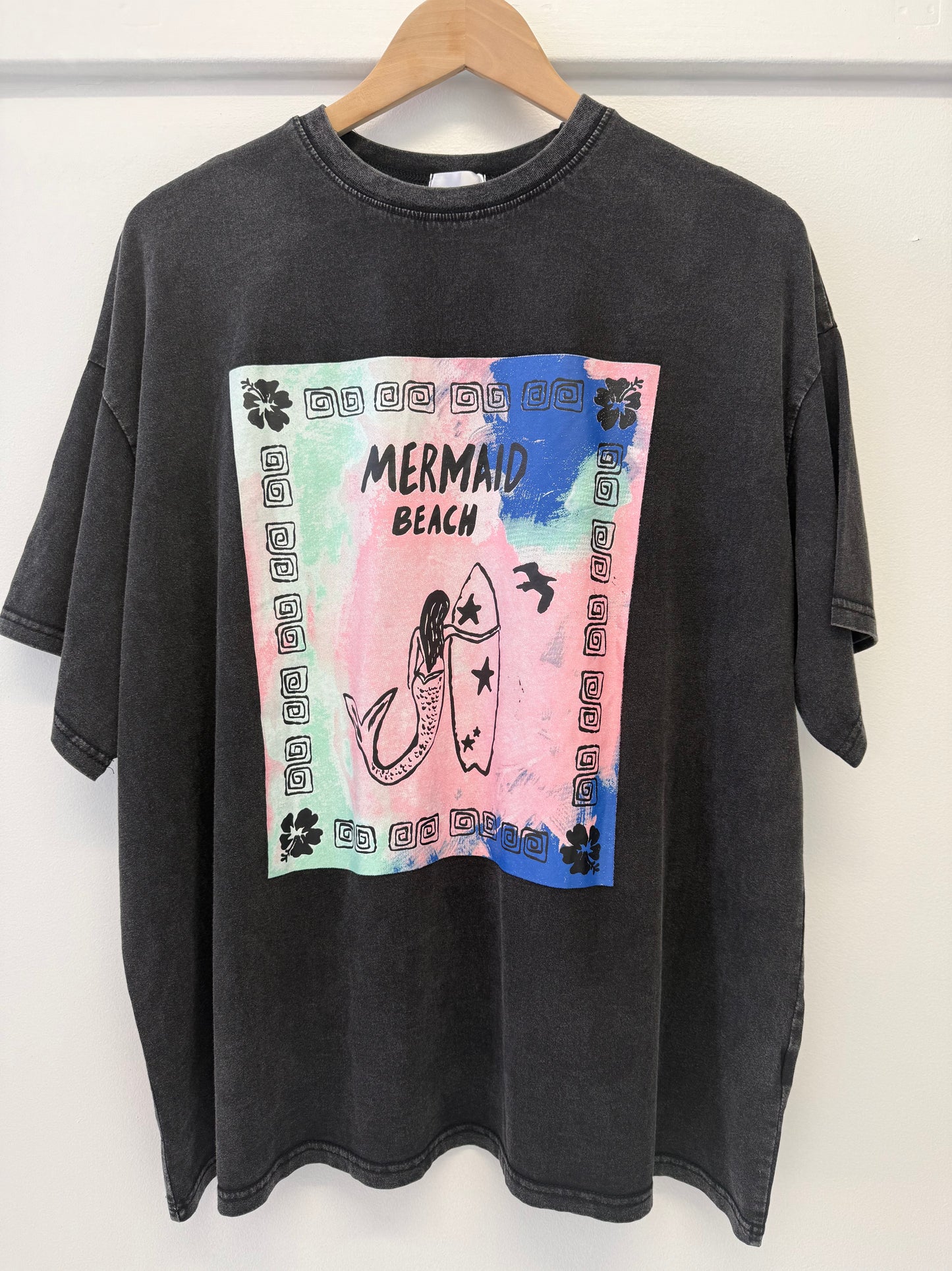 By Frankie/ Mermaid Beach Tee- Acid Wash